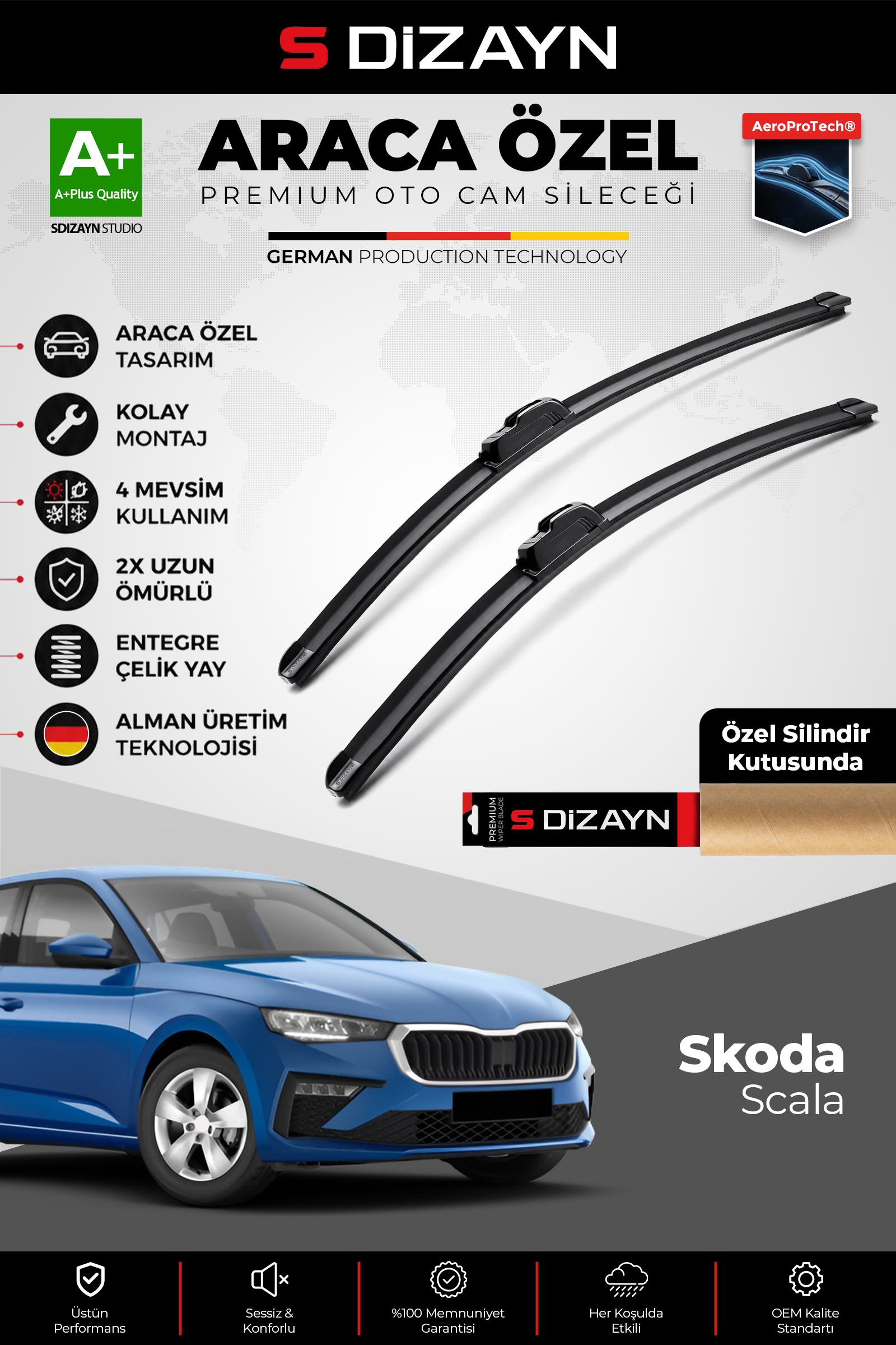 Skoda Scala Ön Cam Silecek Seti 2019 Üzeri Premium Araca Özel 65-45 Cm 1