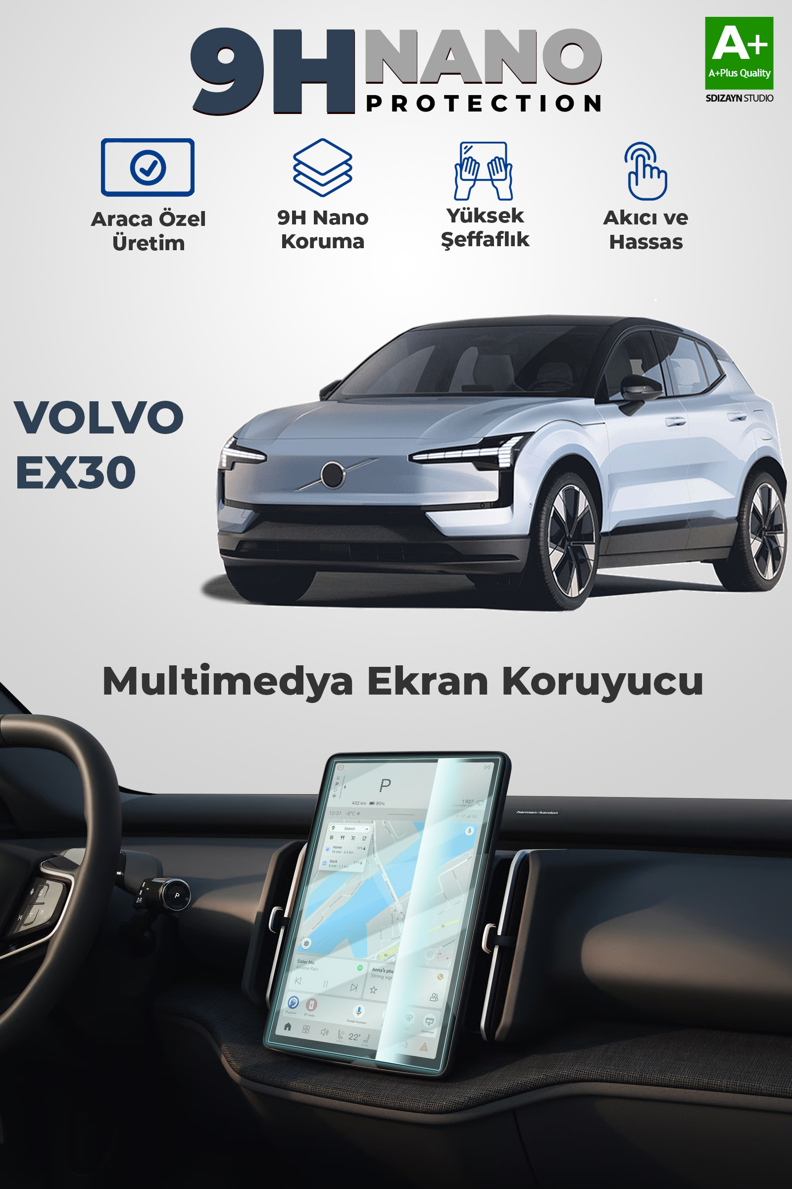 Volvo EX30 11.2 İnç 9H Nano Multimedya Ekran Koruyucu (PARLAK) 2024 Üzeri 1