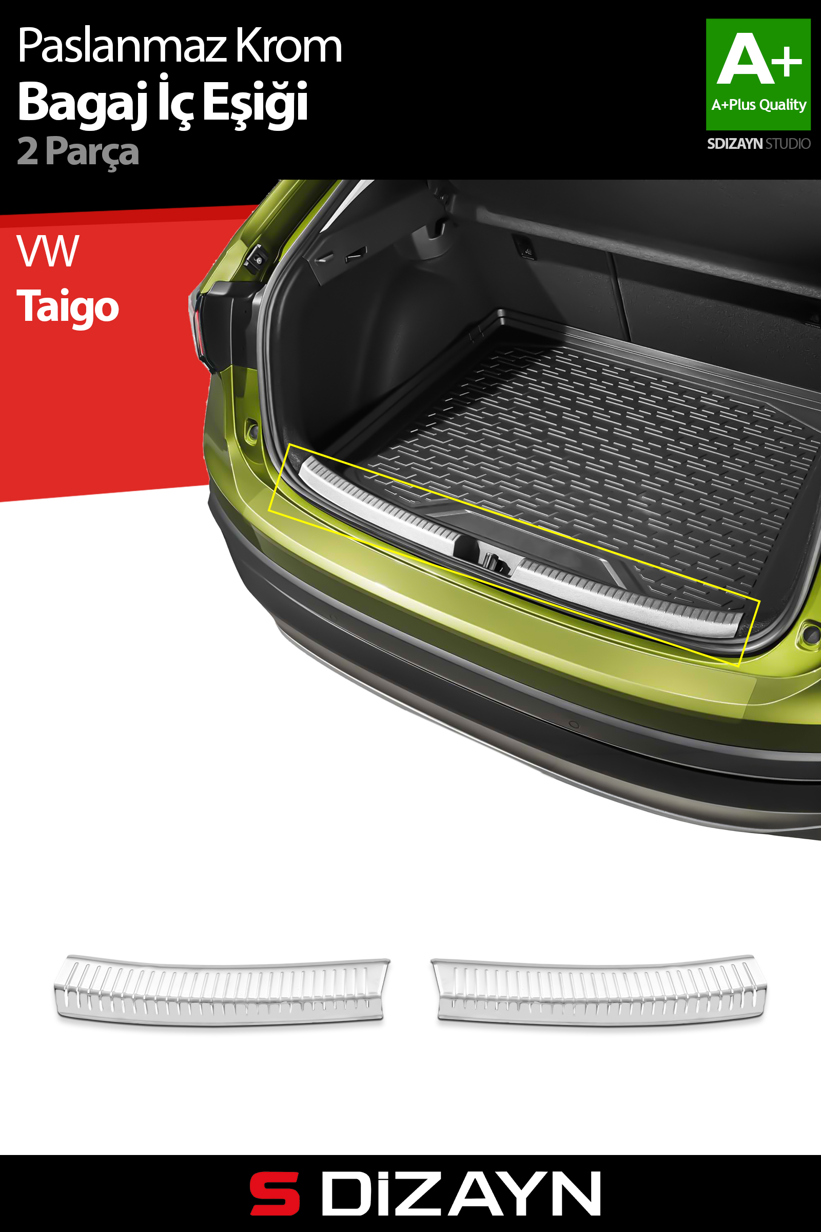 S-Dizayn VW Taigo Krom Bagaj İç Eşiği 2 Prç. 2020 Üzeri A+ Kalite 1