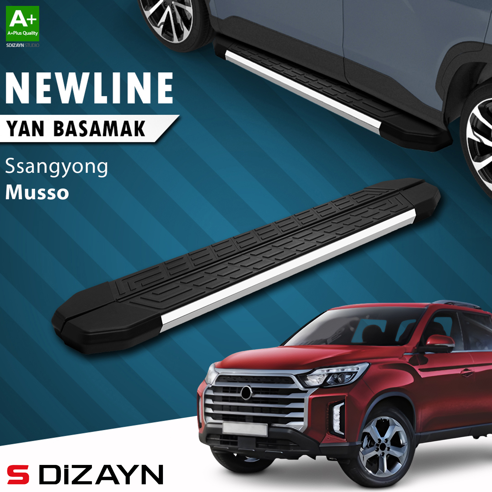 S-Dizayn Ssangyong Musso NewLine Krom Yan Basamak 213 Cm 2018-2026 A+ Kalite 1