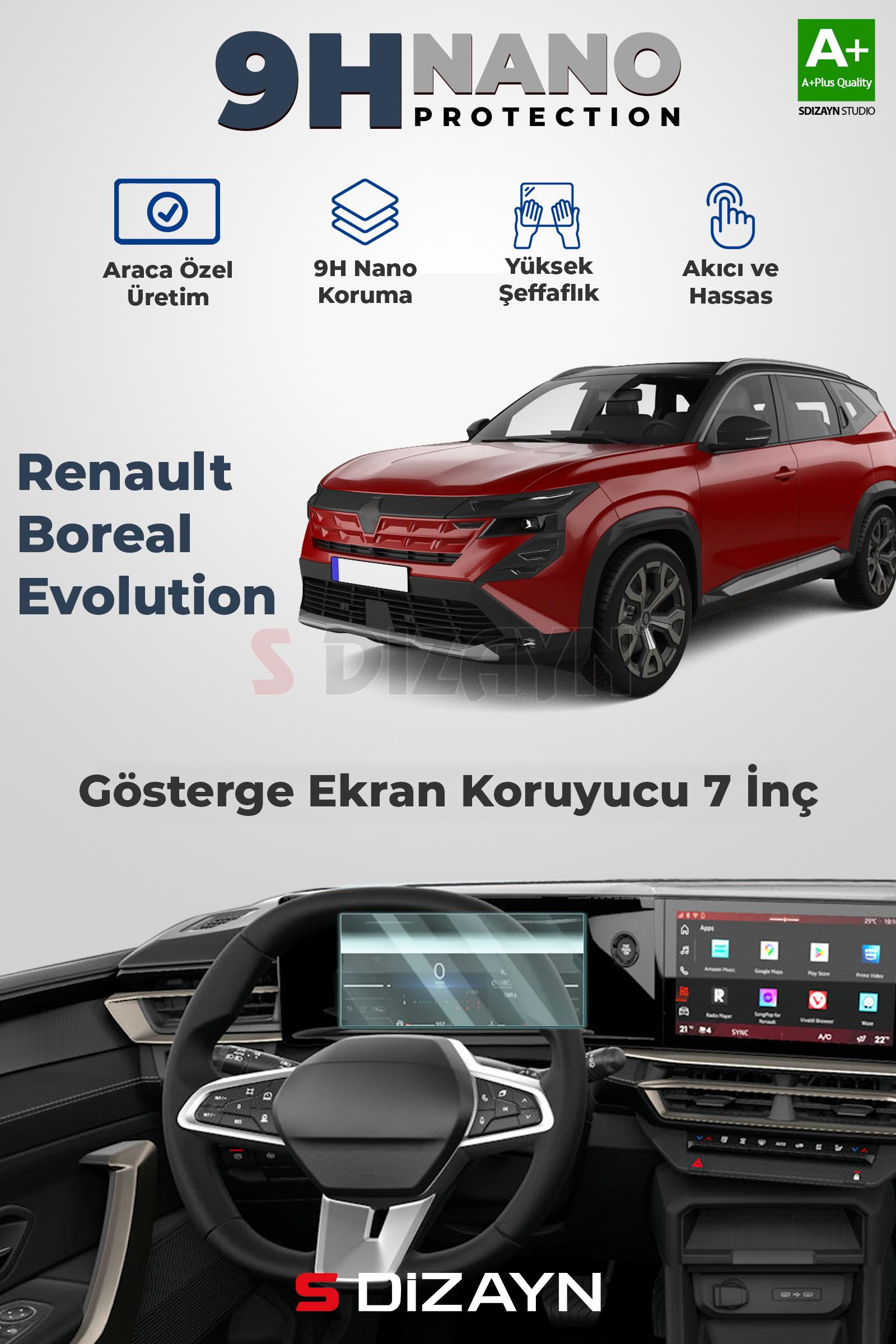 Renault Boreal Evolution 7 İnç 9H Nano Gösterge Ekran Koruyucu (PARLAK) 2025 Üzeri 1