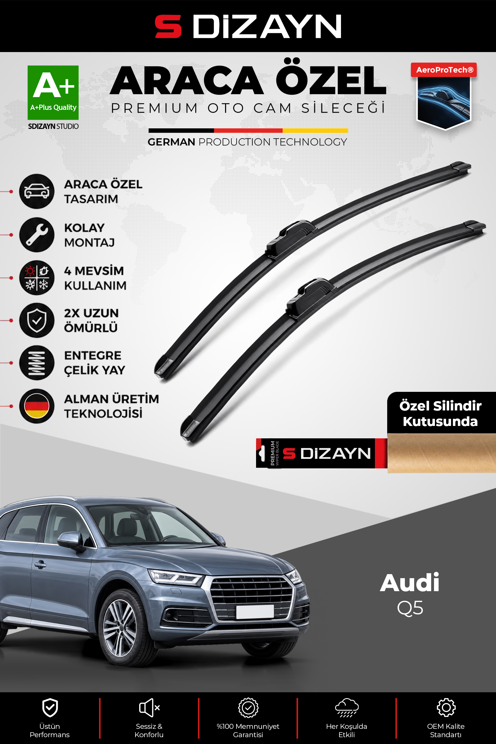 Audi Q5 2 Ön Cam Silecek Seti 2016-2025 Premium Araca Özel 60-50 Cm 1