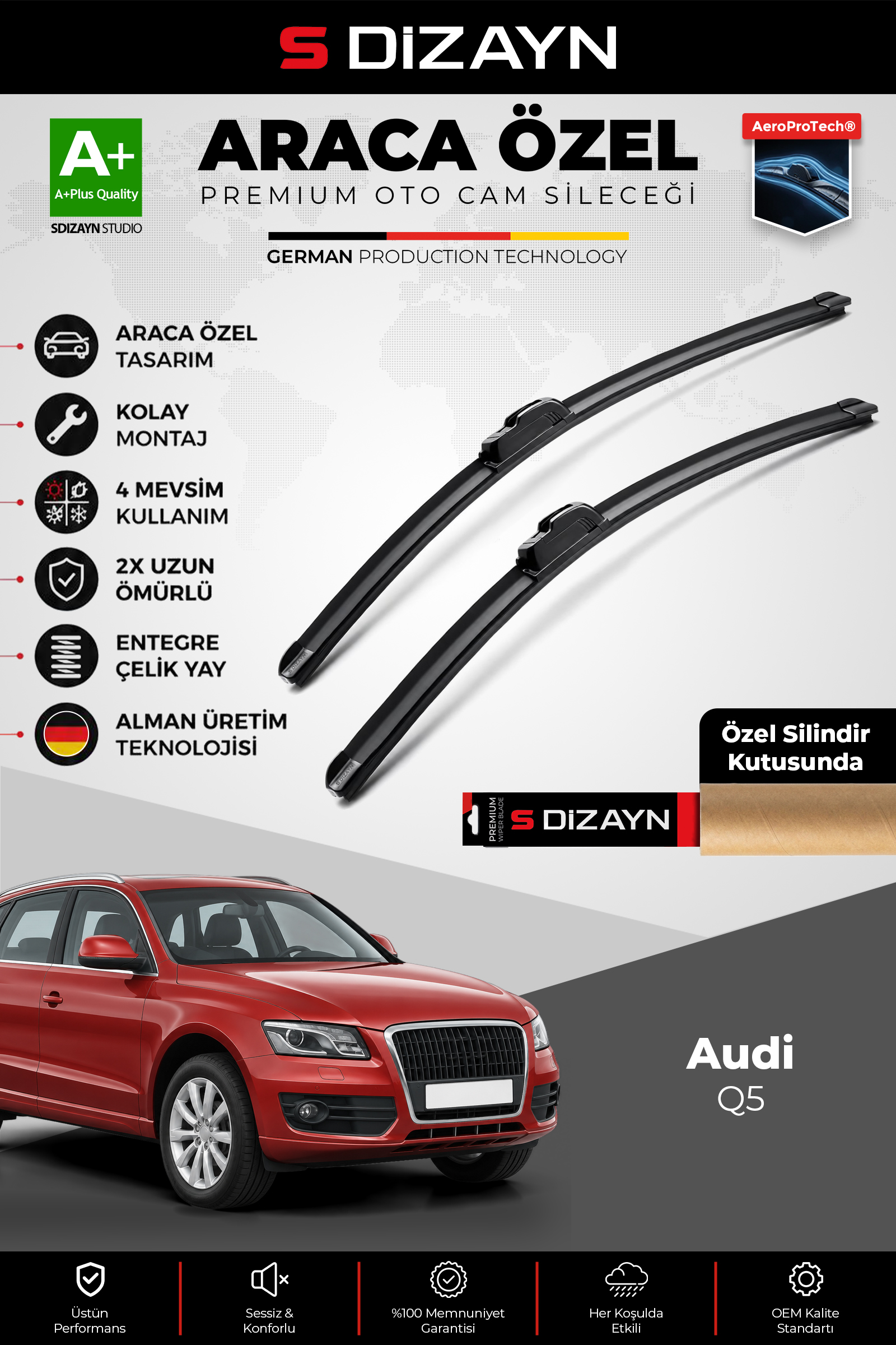 Audi Q5 Ön Cam Silecek Seti 2008-2016 Premium Araca Özel 60-50 Cm 1