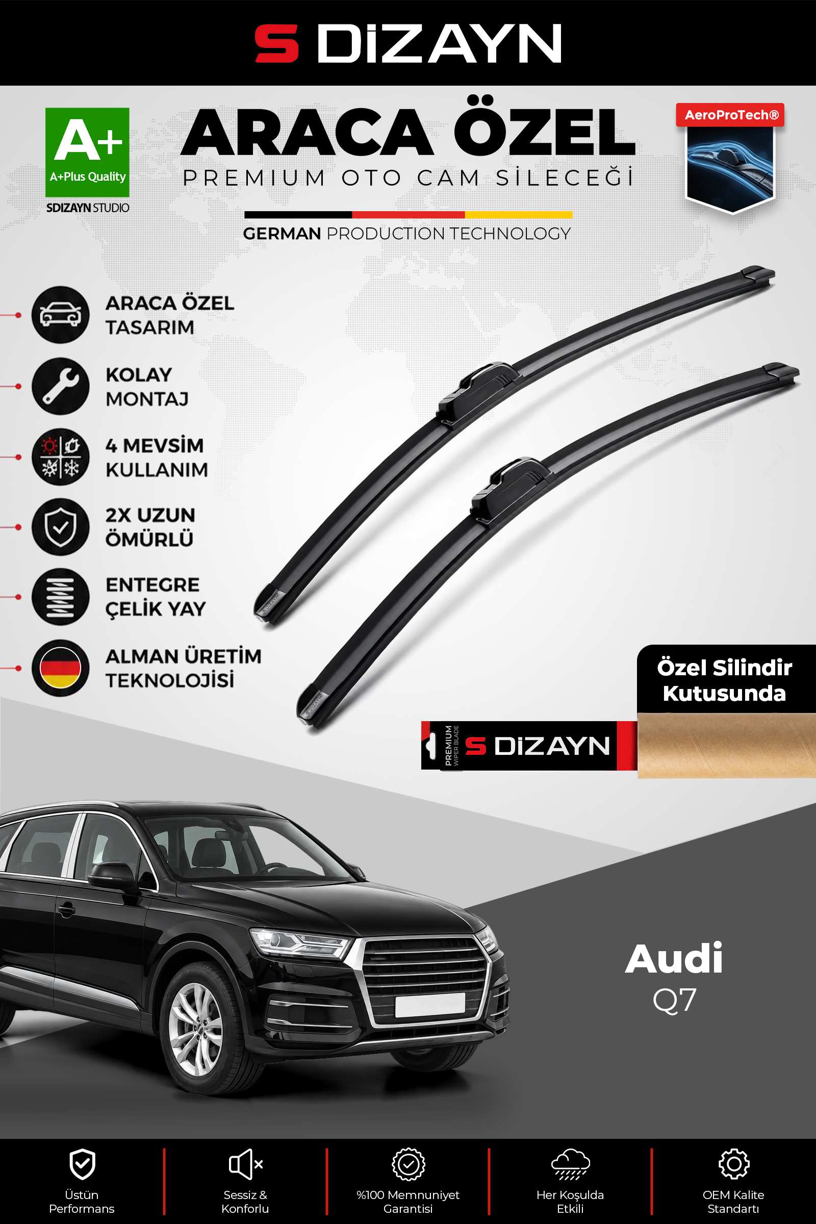 Audi Q7 2 Ön Cam Silecek Seti 2015 Üzeri Premium Araca Özel 70-50 Cm 1
