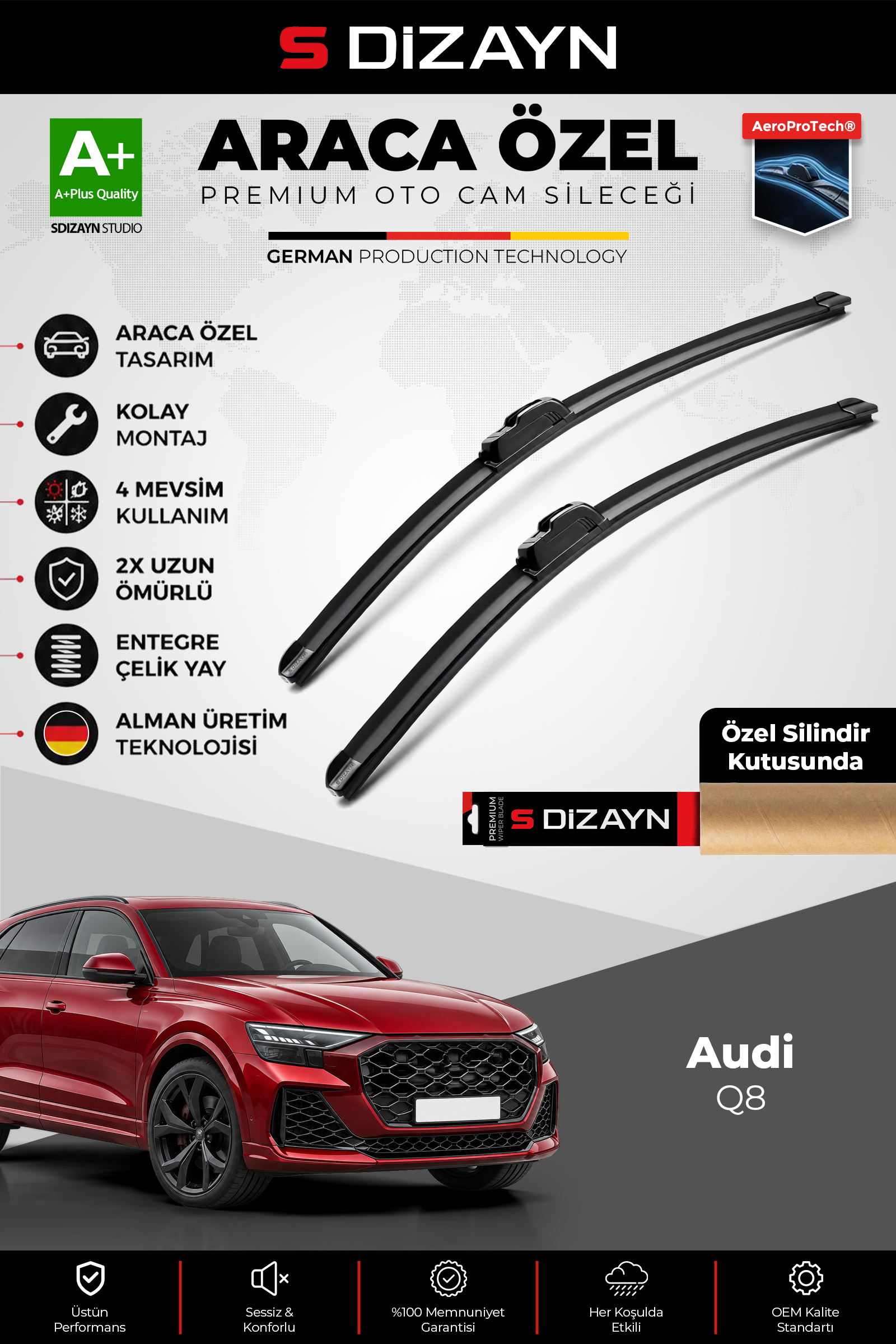 Audi Q8 Ön Cam Silecek Seti 2018 Üzeri Premium Araca Özel 65-50 Cm 1