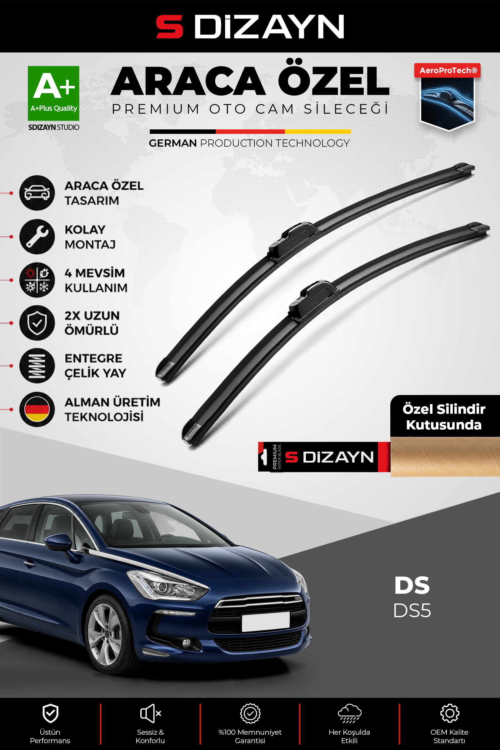 DS DS5 Ön Cam Silecek Seti 2017 Üzeri Premium Araca Özel 70-40 Cm 1