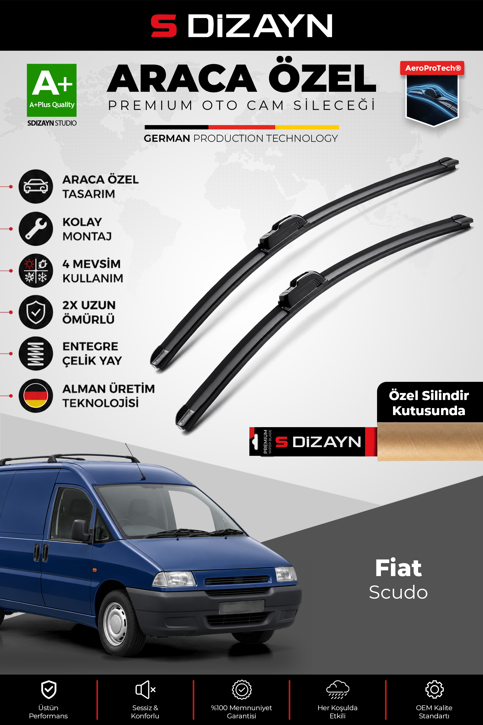 Fiat Scudo Ön Cam Silecek Seti 1996-2006 Premium Araca Özel 65-50 Cm 1