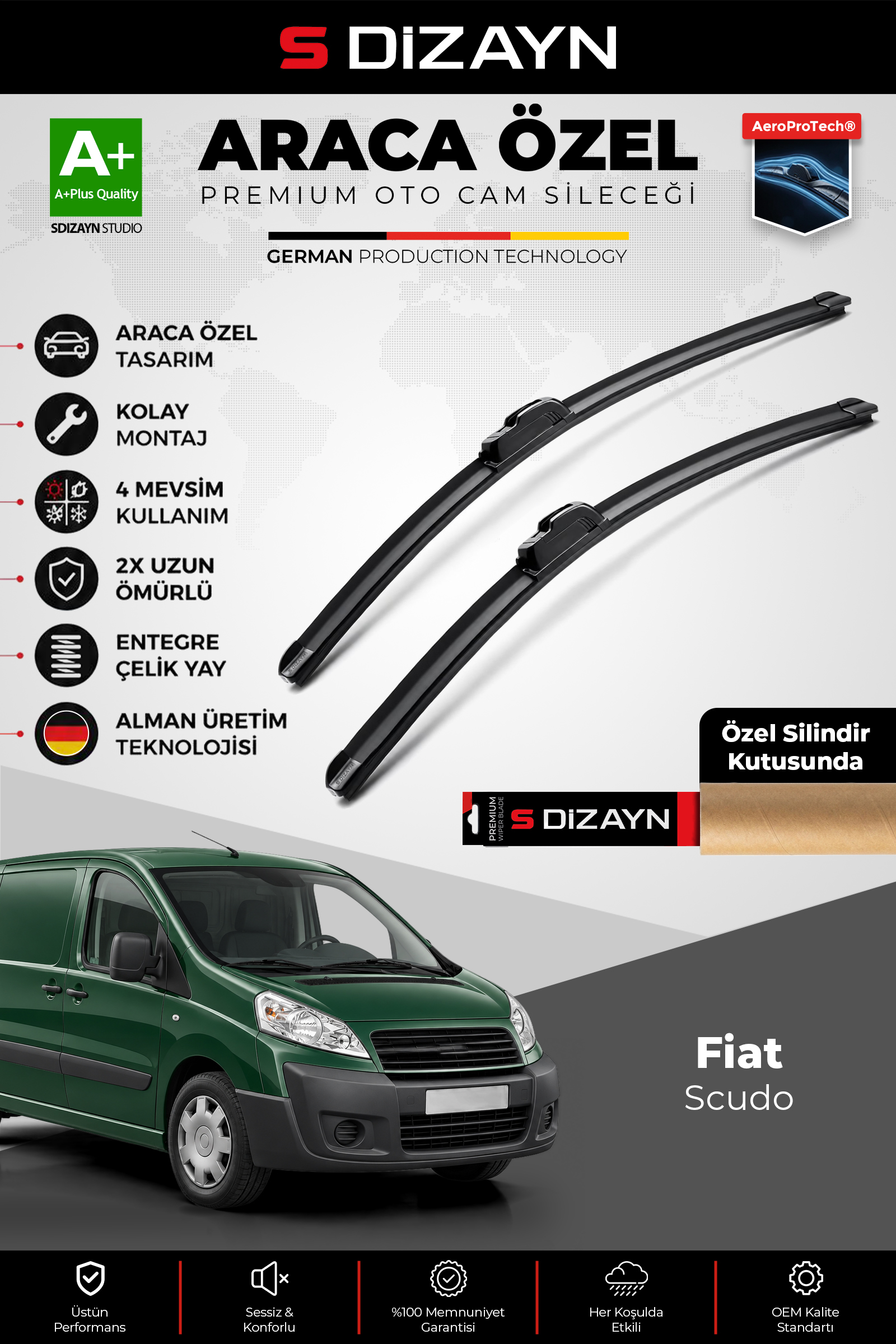 Fiat Scudo Ön Cam Silecek Seti 2007-2016 Premium Araca Özel 70-50 Cm 1