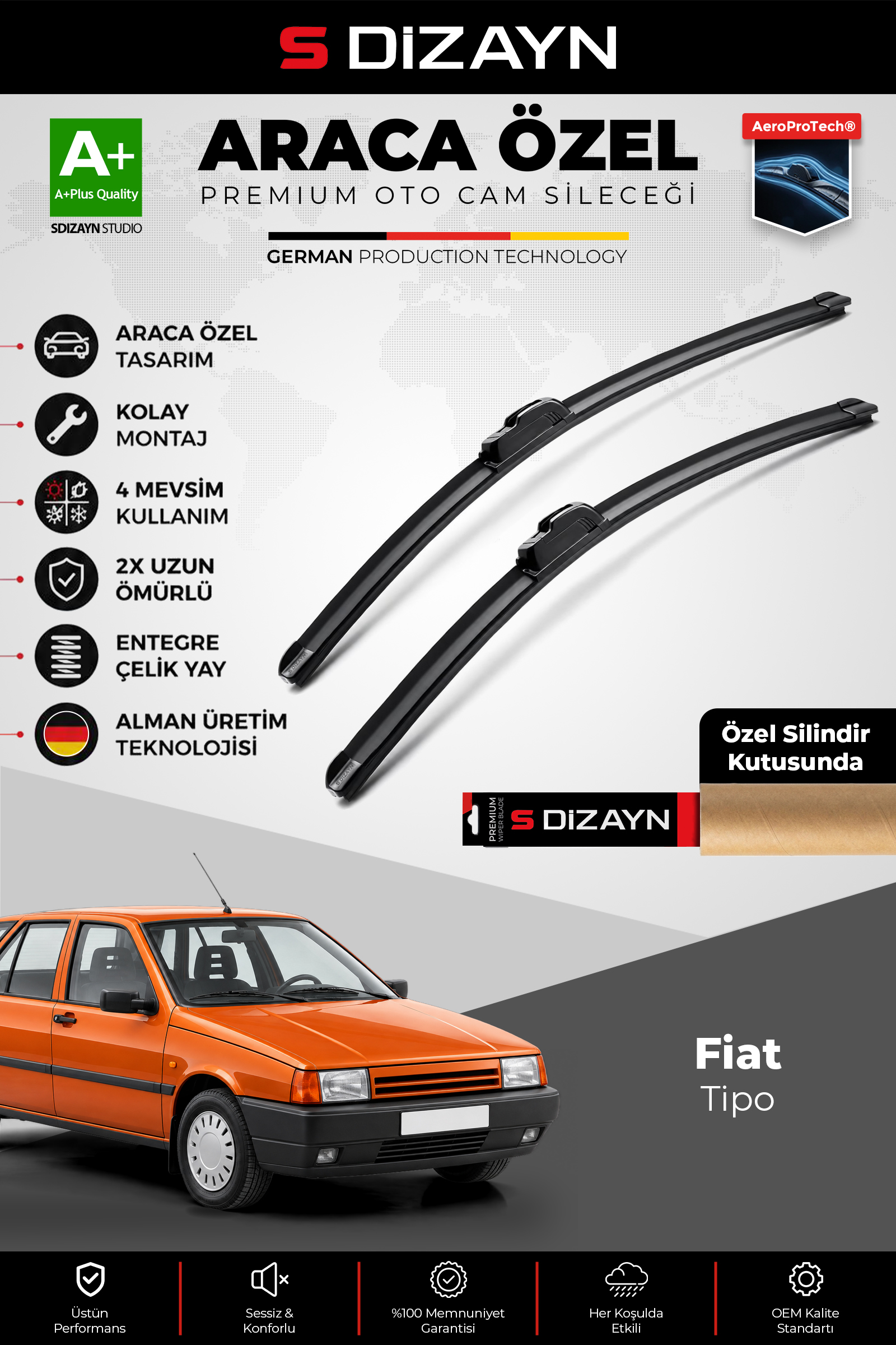 Fiat Tipo Ön Cam Silecek Seti 1987-1995 Premium Araca Özel 48-48 Cm 1