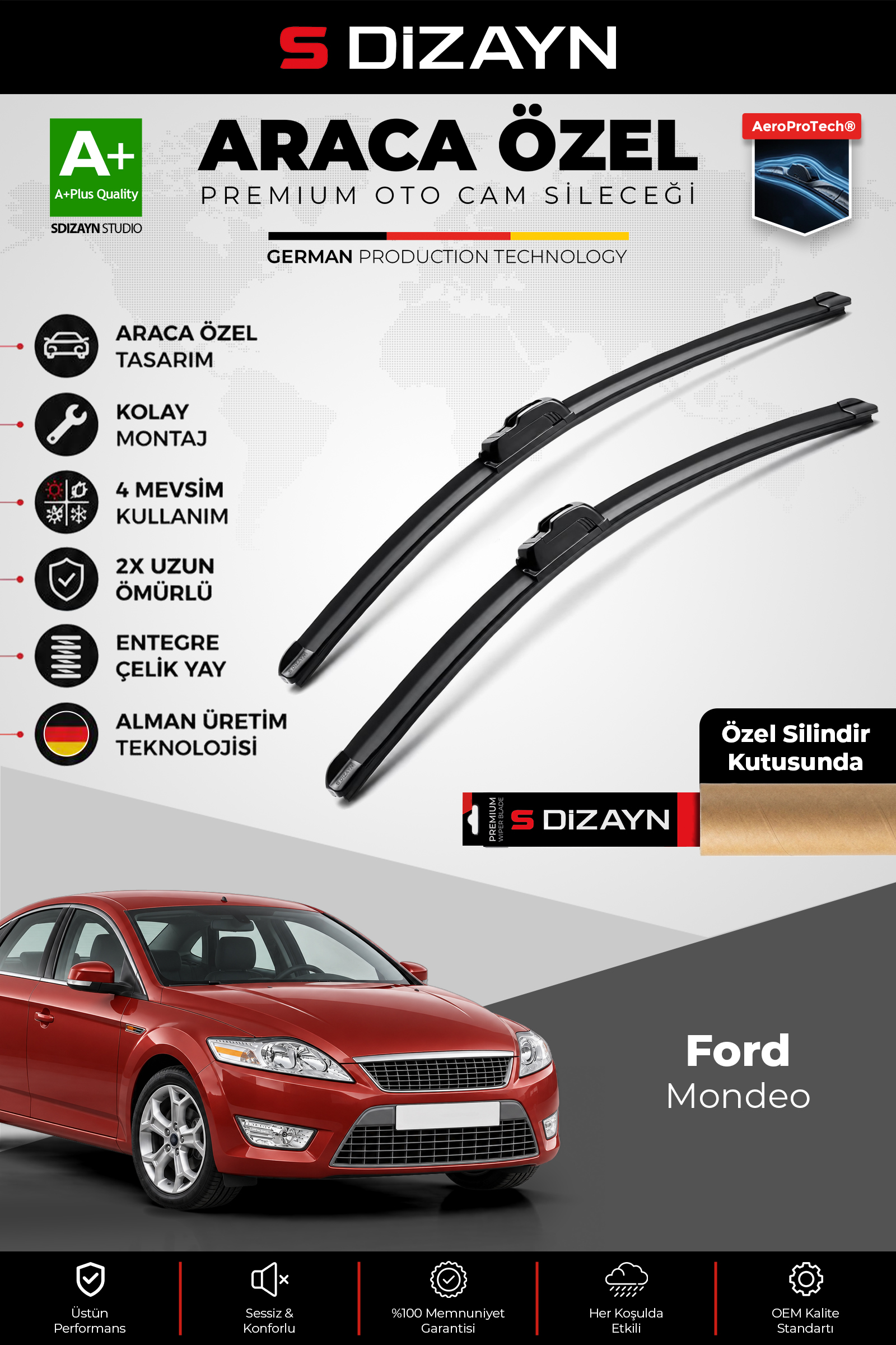 Ford Mondeo Ön Cam Silecek Seti 2007-2014 Premium Araca Özel 65-48 Cm 1