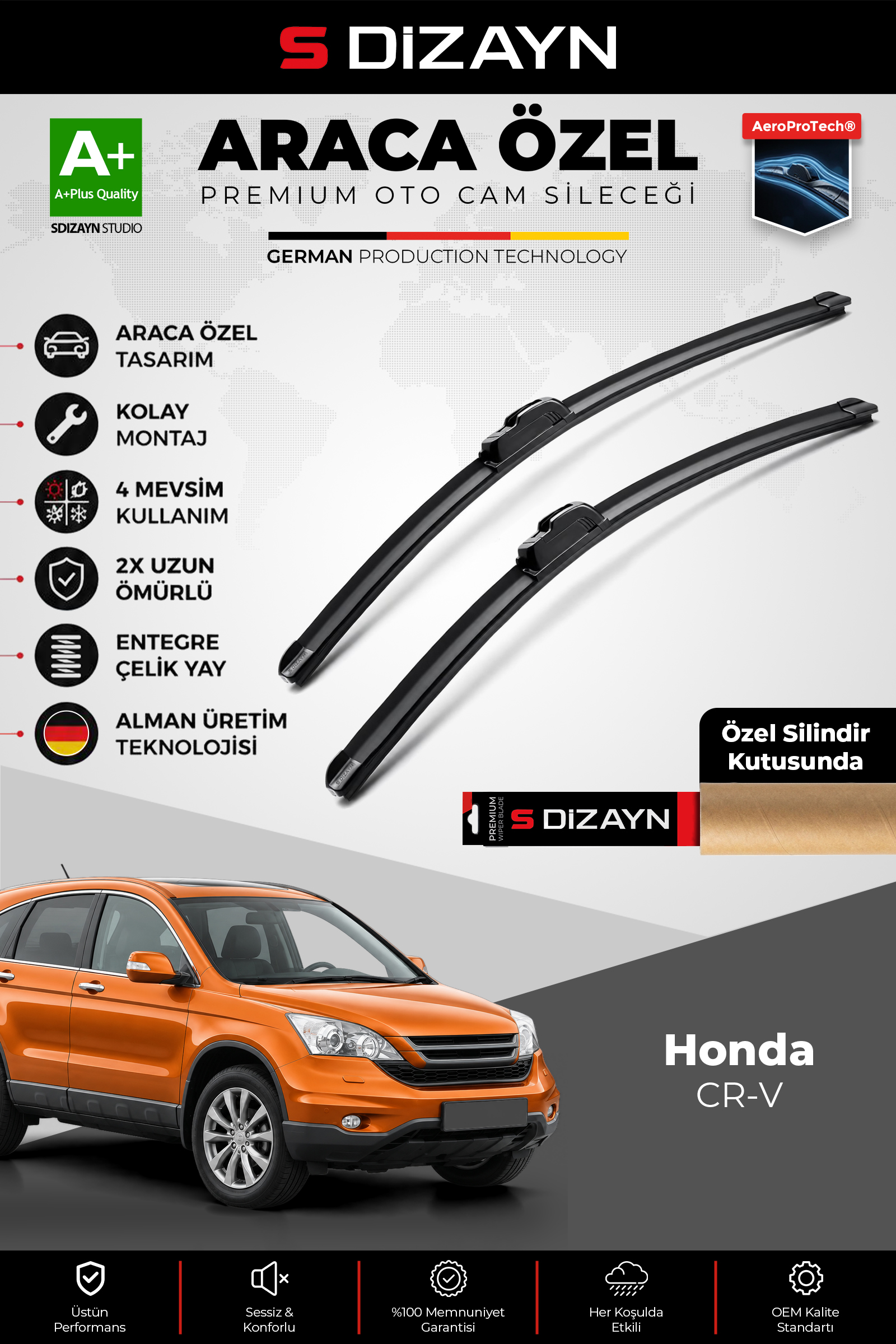 Honda CR-V Ön Cam Silecek Seti 2006-2012 Premium Araca Özel 65-43 Cm 1