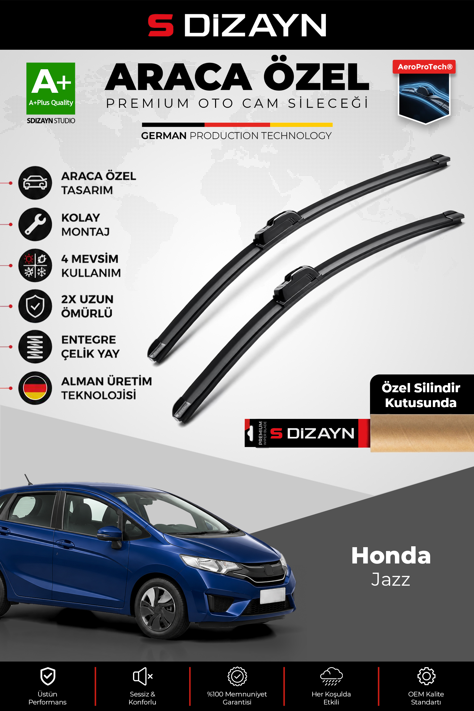 Honda Jazz Ön Cam Silecek Seti 2015-2020 Premium Araca Özel 65-35 Cm 1