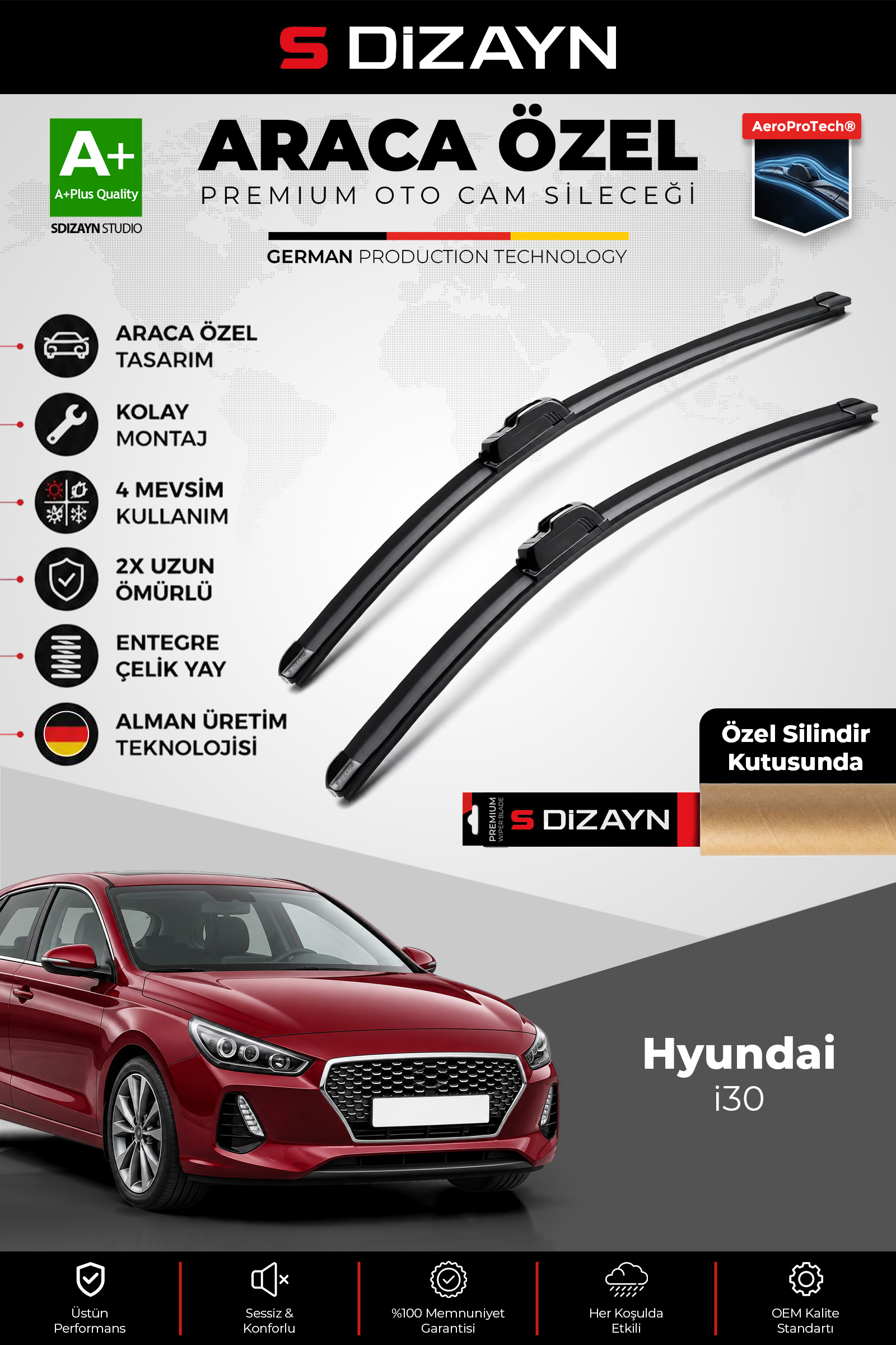 Hyundai i30 Ön Cam Silecek Seti 2017 Üzeri Premium Araca Özel 65-40 Cm 1