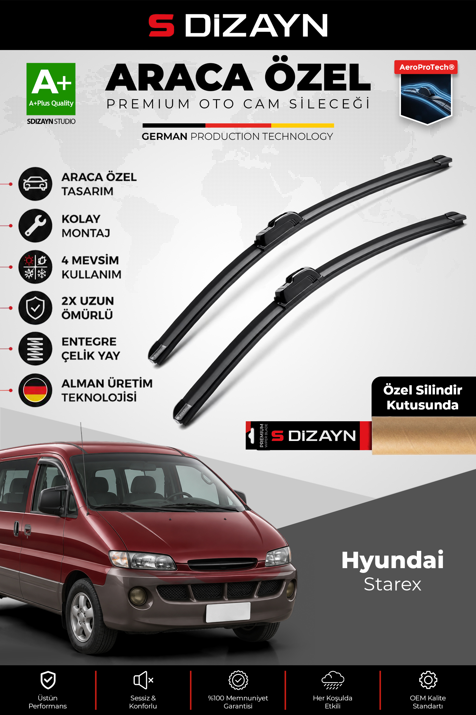 Hyundai Starex Ön Cam Silecek Seti 1998-2007 Premium Araca Özel 65-50 Cm 1