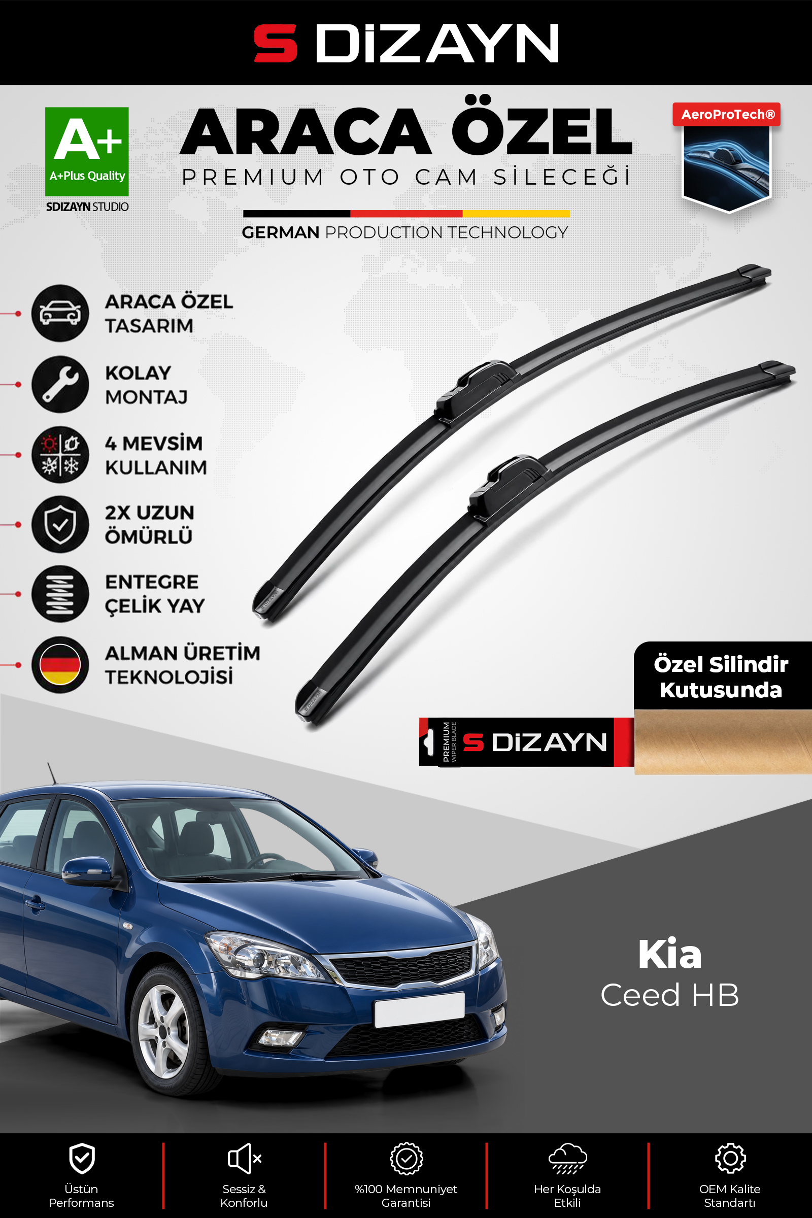 Kia Ceed HB Ön Cam Silecek Seti 2009-2012 Premium Araca Özel 60-45 Cm 1