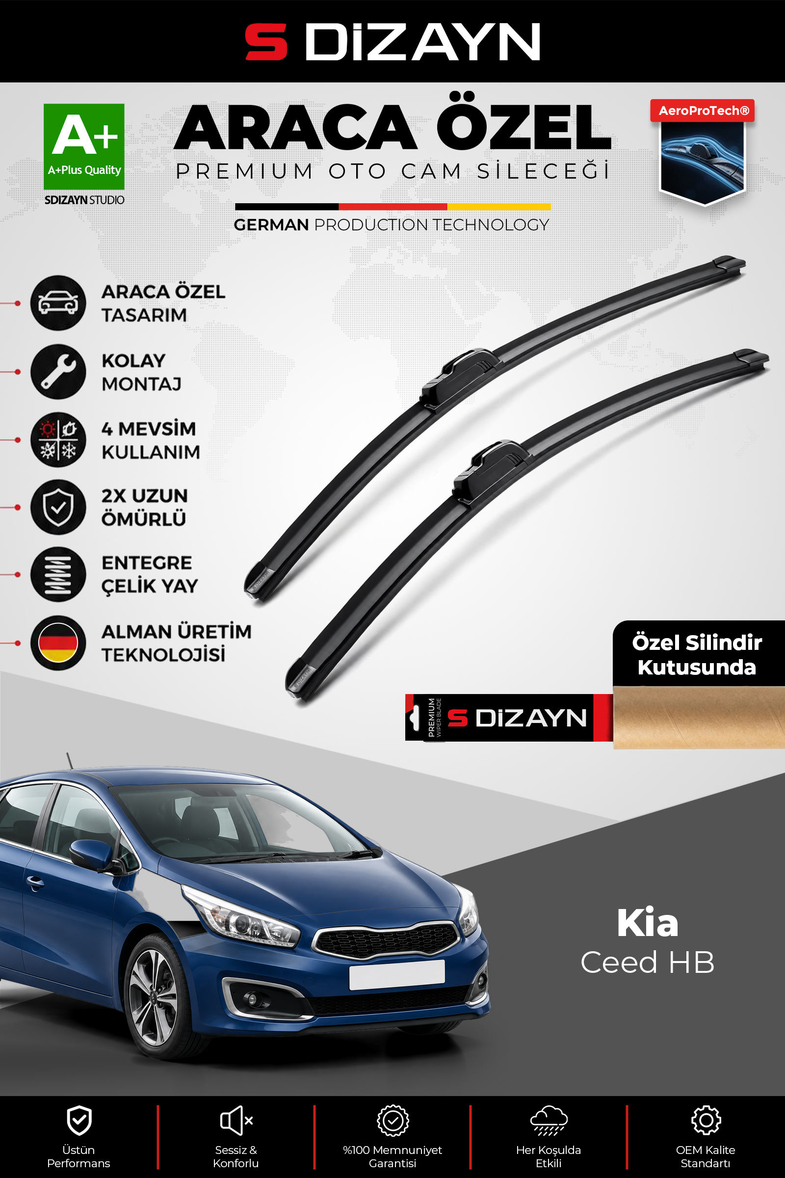 Kia Ceed HB Ön Cam Silecek Seti 2012-2018 Premium Araca Özel 65-35 Cm 1