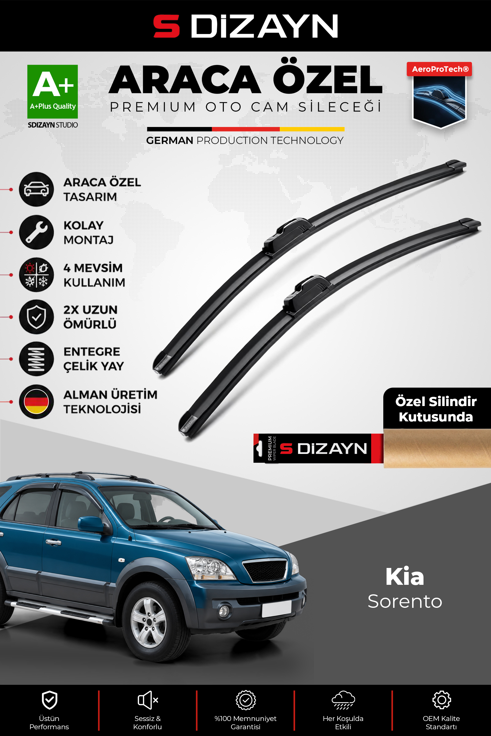 Kia Sorento Ön Cam Silecek Seti 2002-2009 Premium Araca Özel 60-45 Cm 1