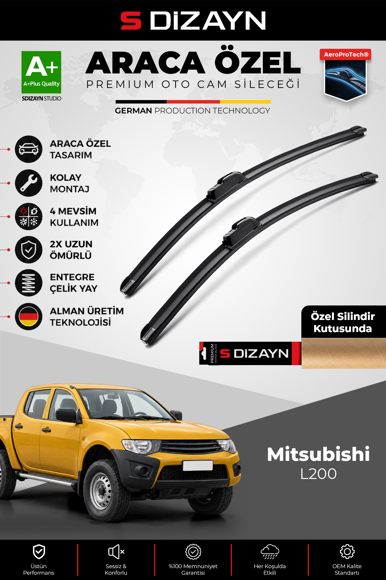 Mitsubishi L200 Ön Cam Silecek Seti 2009-2015 Premium Araca Özel 55-45 Cm 1