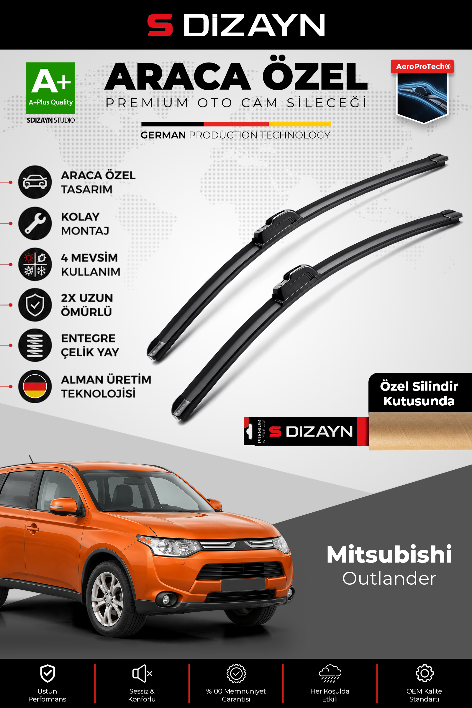Mitsubishi Outlander Ön Cam Silecek Seti 2012 Üzeri Premium Araca Özel 65-45 Cm 1