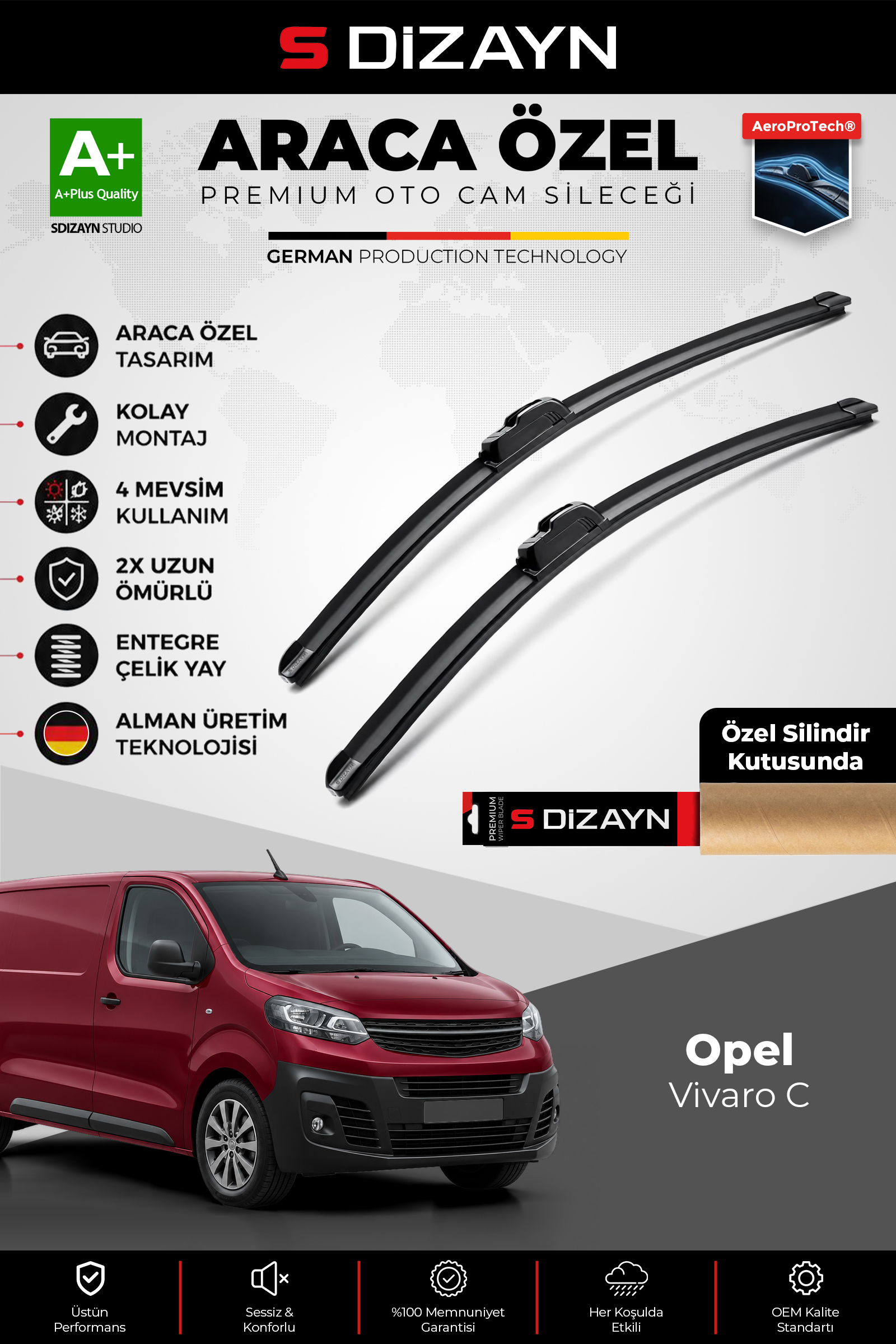Opel Vivaro C Ön Cam Silecek Seti 2019 Üzeri Premium Araca Özel 65-48 Cm 1