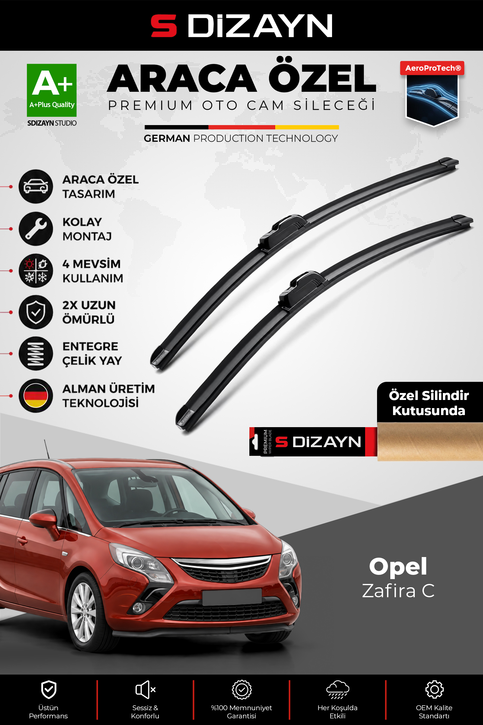 Opel Zafira C Ön Cam Silecek Seti 2012-2019 Premium Araca Özel 75-70 Cm 1