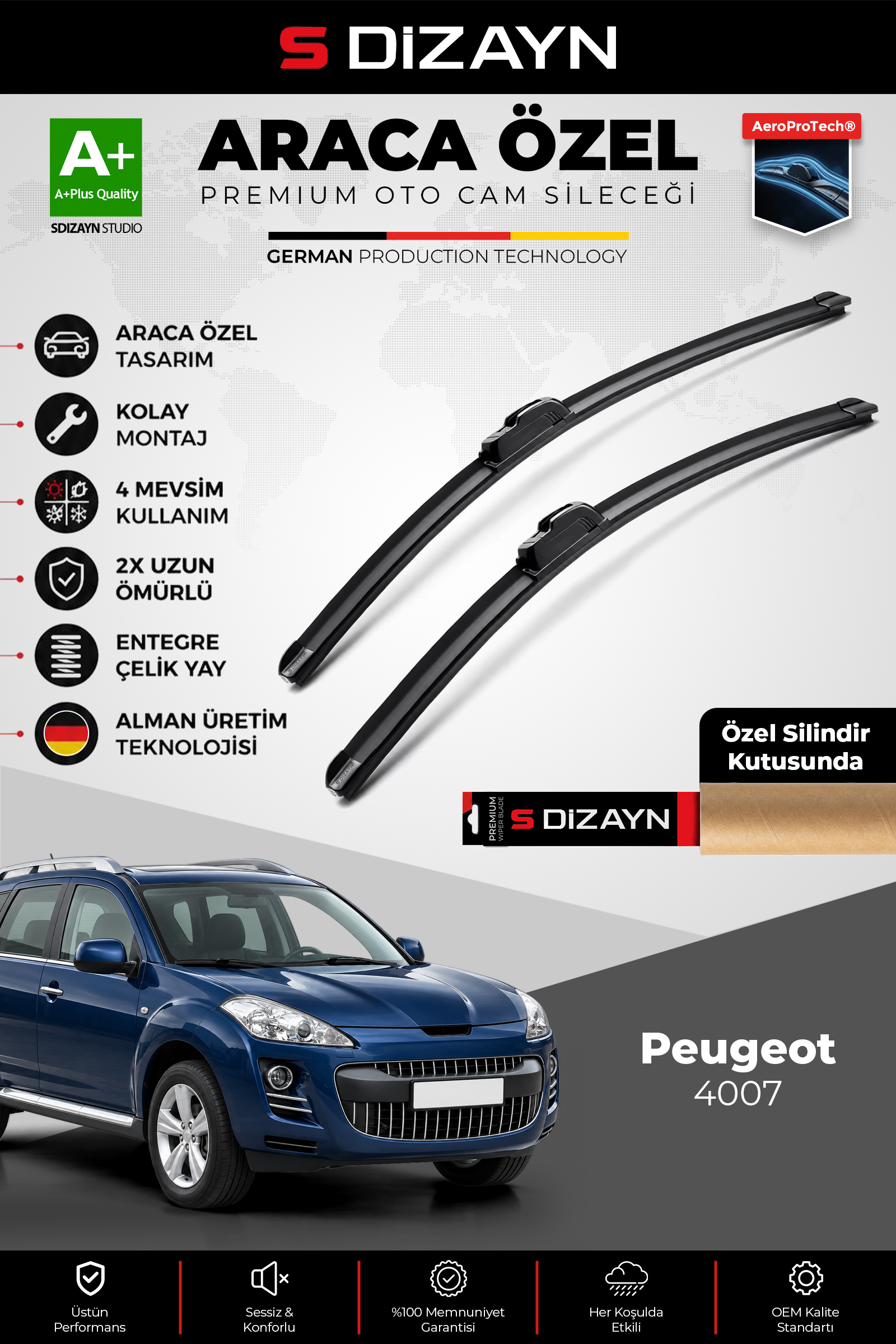 Peugeot 4007 Ön Cam Silecek Seti 2007-2012 Premium Araca Özel 60-53 Cm 1