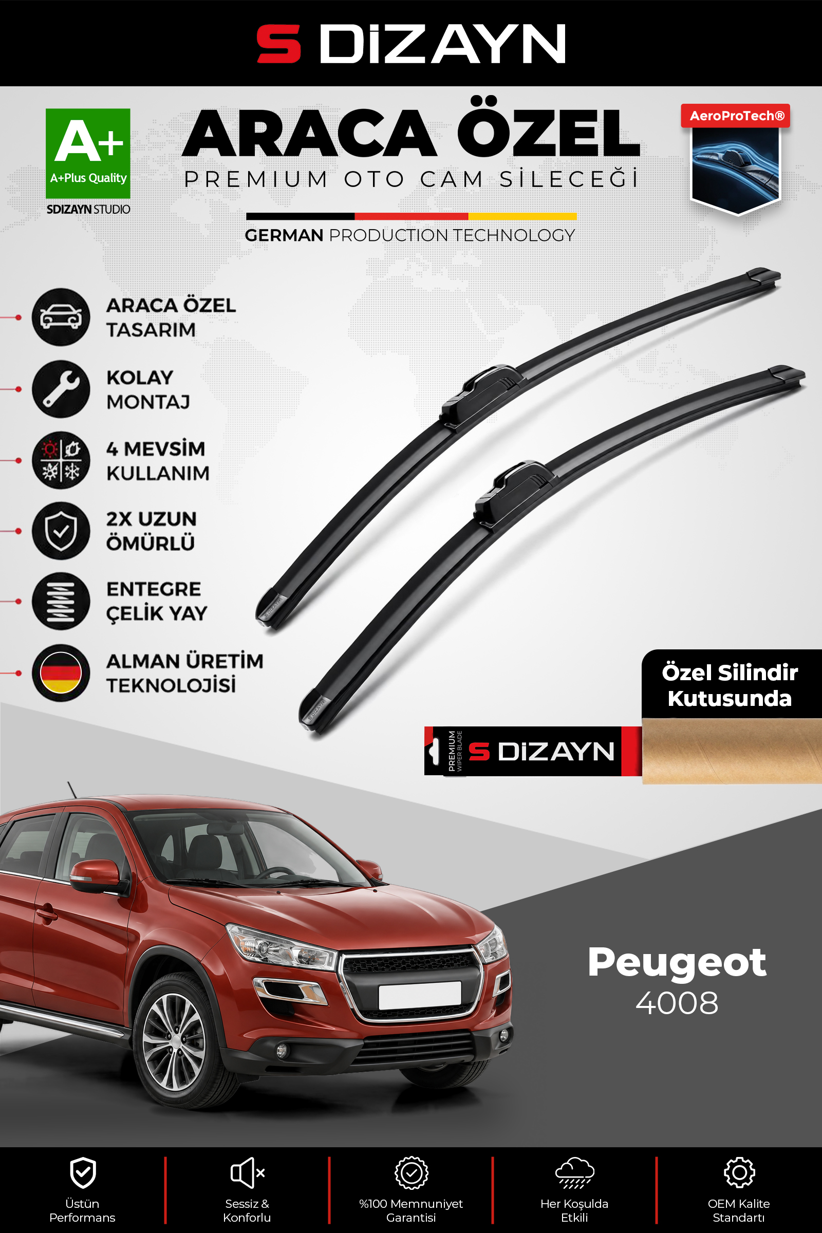 Peugeot 4008 Ön Cam Silecek Seti 2012-2017 Premium Araca Özel 60-53 Cm 1