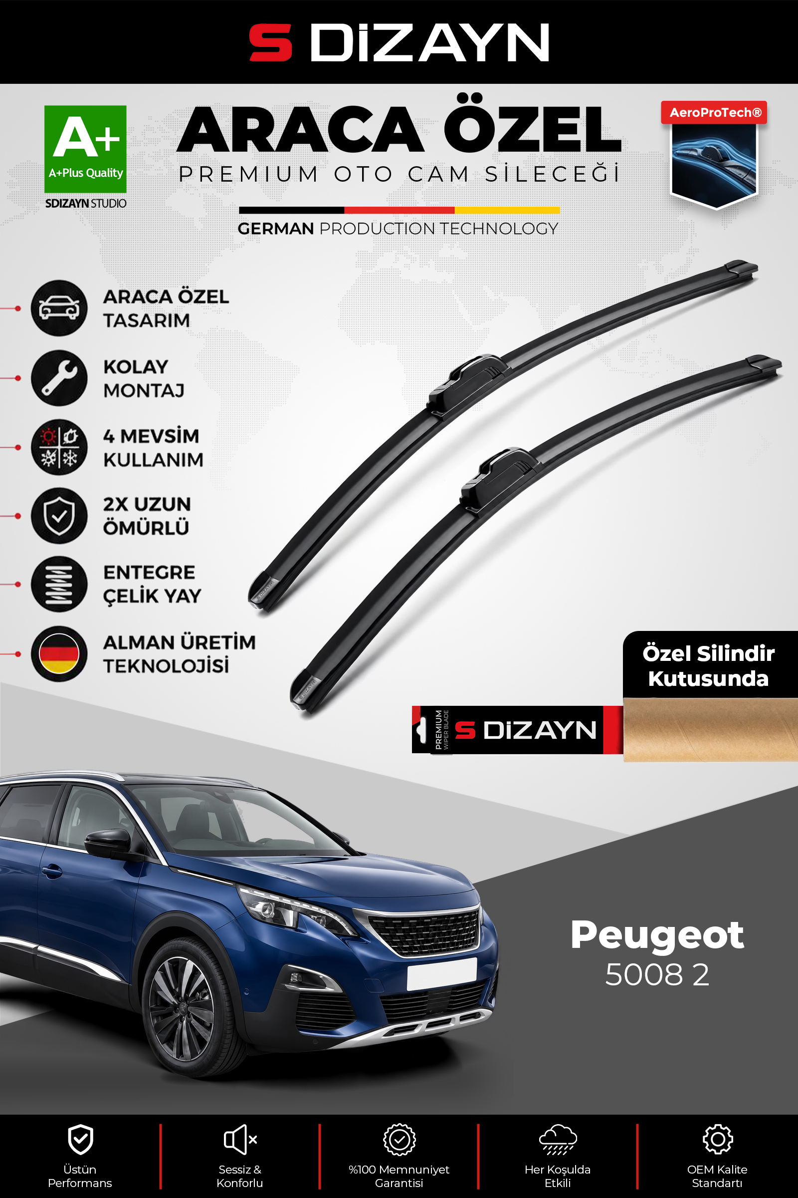 Peugeot 5008 2 Ön Cam Silecek Seti 2017-2024 Premium Araca Özel 70-40 Cm 1