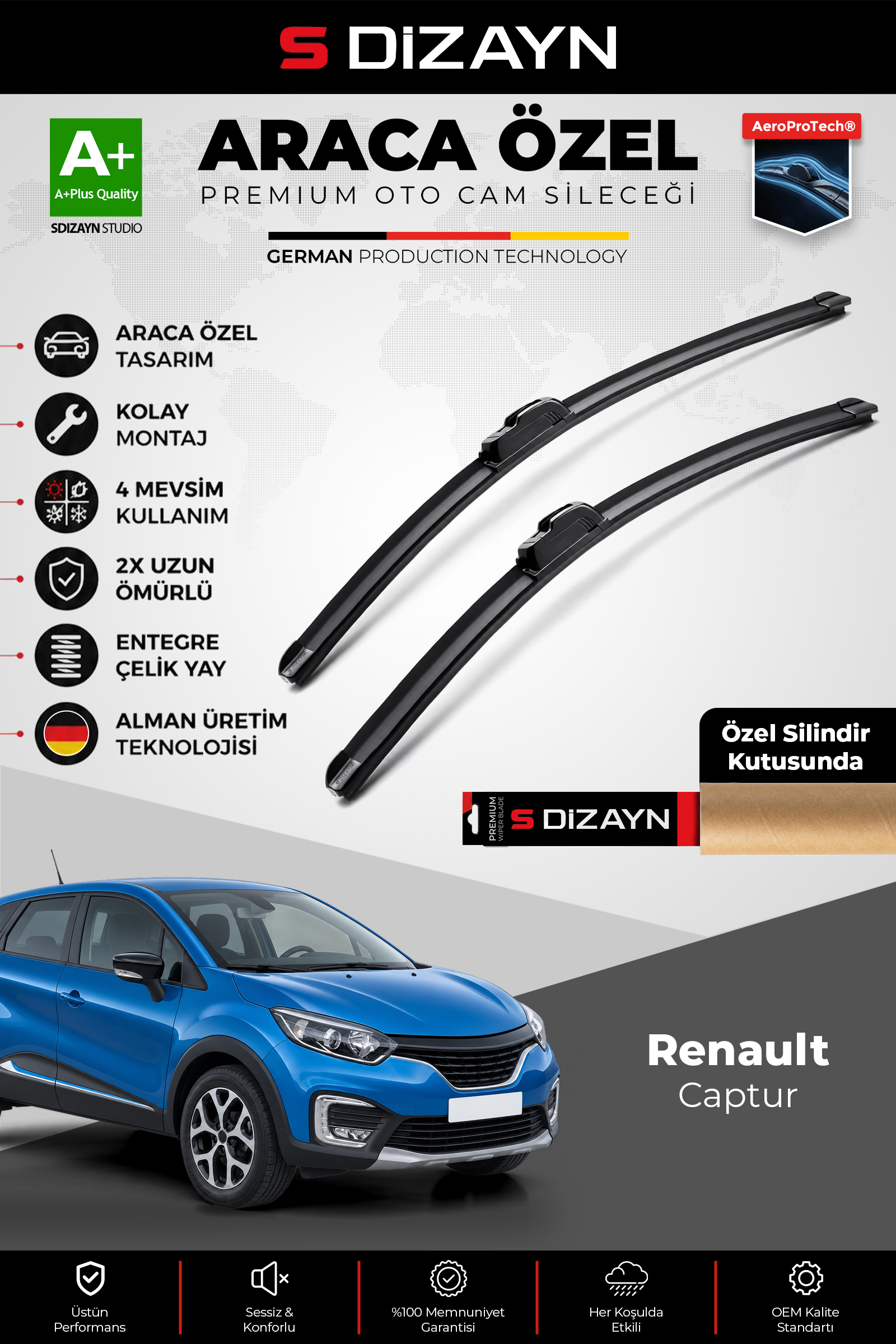 Renault Captur Ön Cam Silecek Seti 2016-2020 Premium Araca Özel 65-35 Cm 1