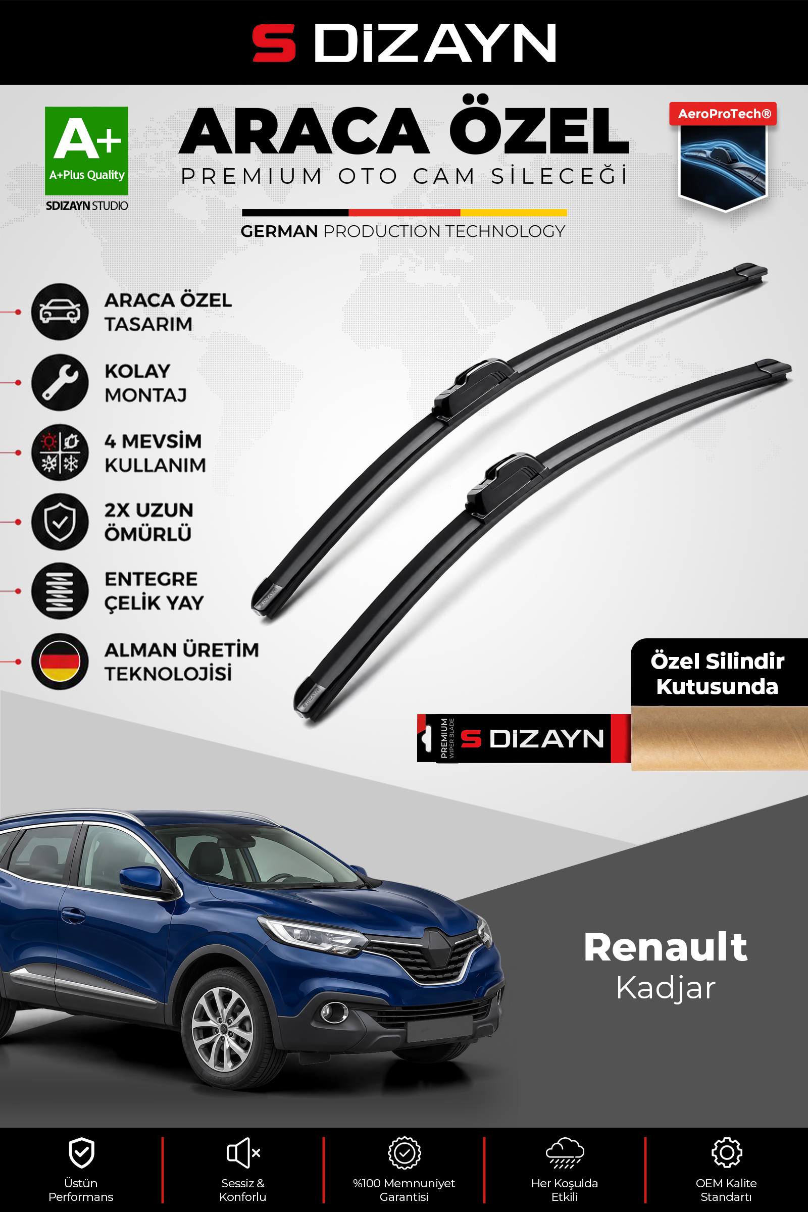 Renault Kadjar Ön Cam Silecek Seti 2015-2022 Premium Araca Özel 65-45 Cm 1