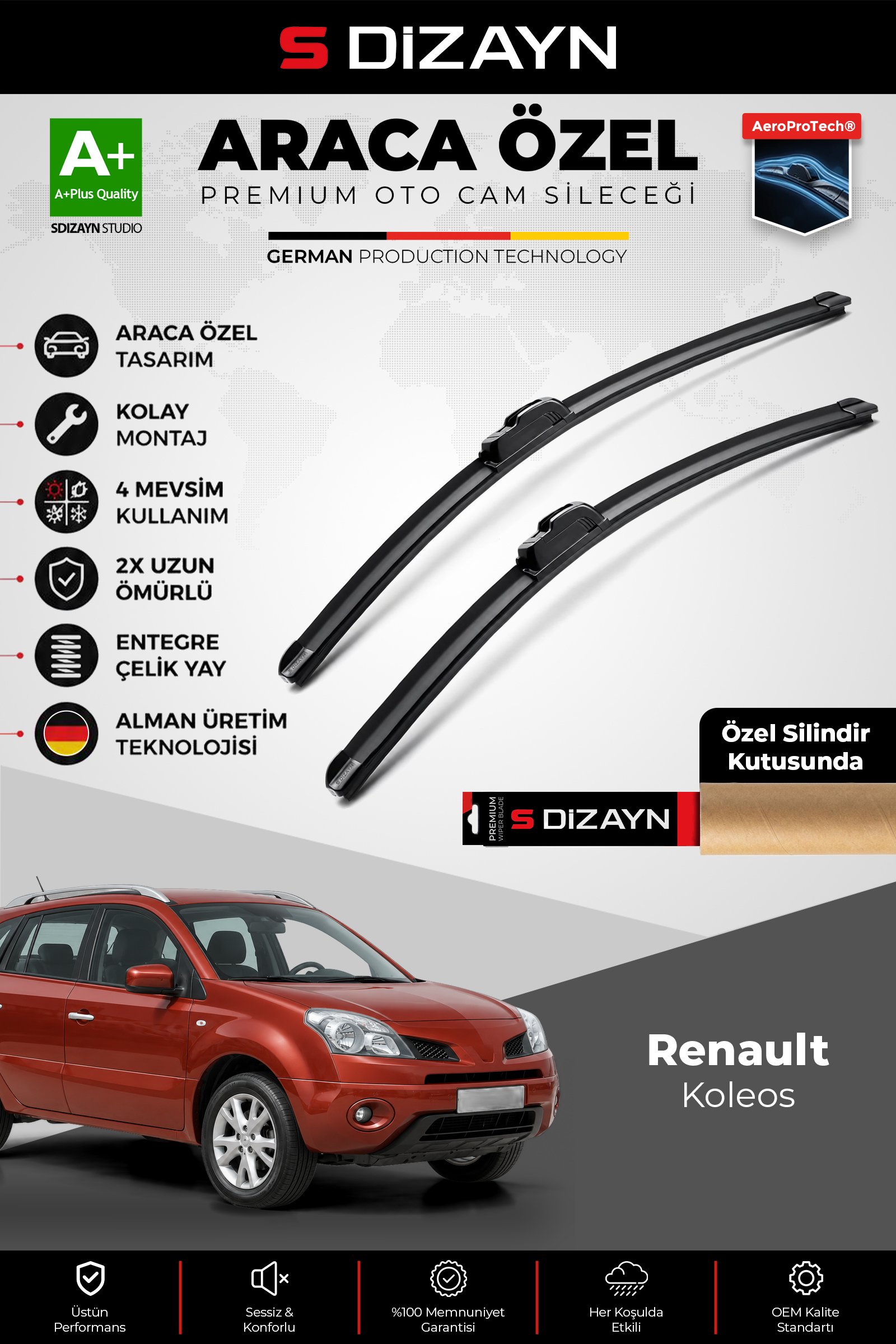 Renault Koleos Ön Cam Silecek Seti 2008-2016 Premium Araca Özel 60-48 Cm 1