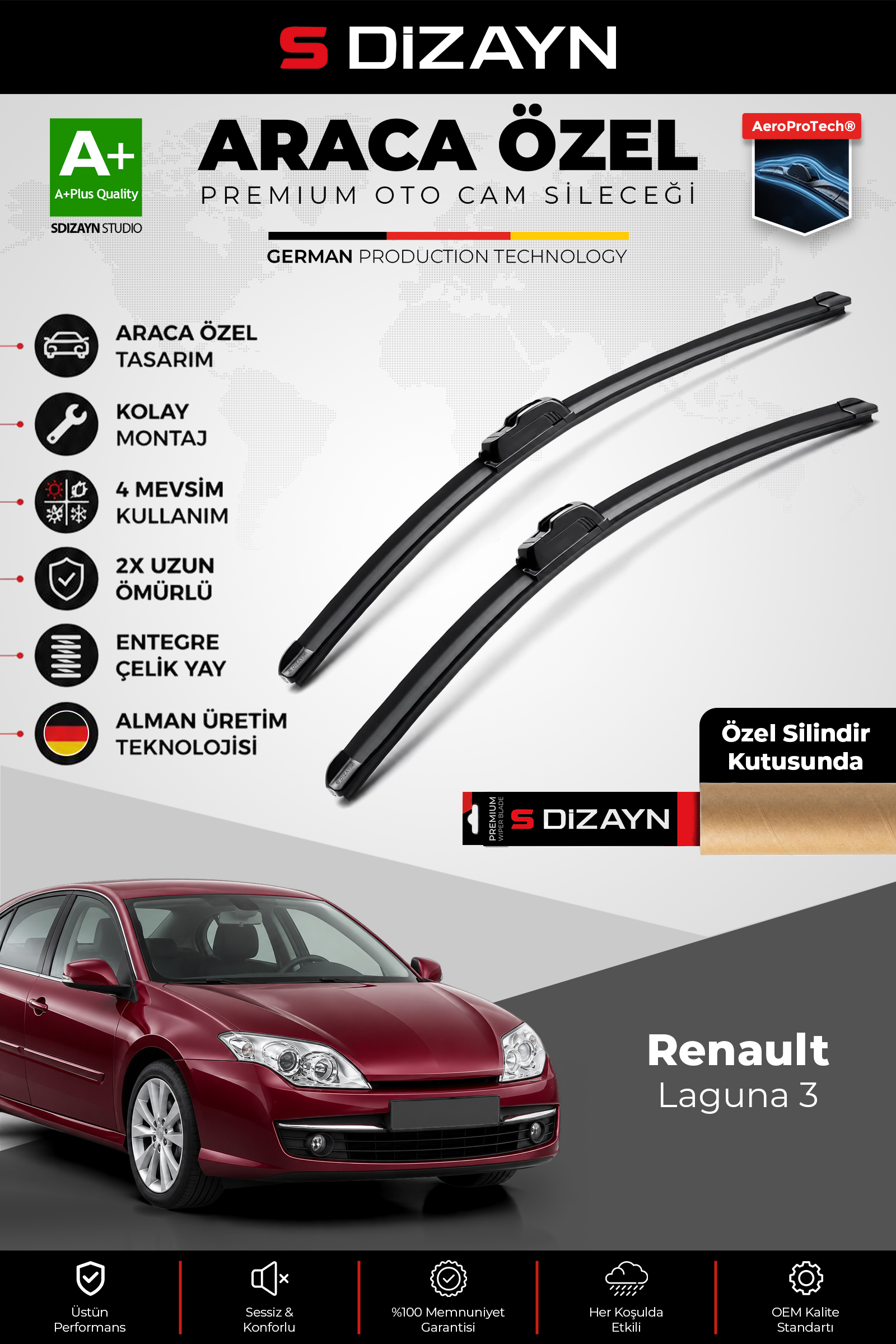 Renault Laguna 3 Ön Cam Silecek Seti 2007-2015 Premium Araca Özel 65-40 Cm 1