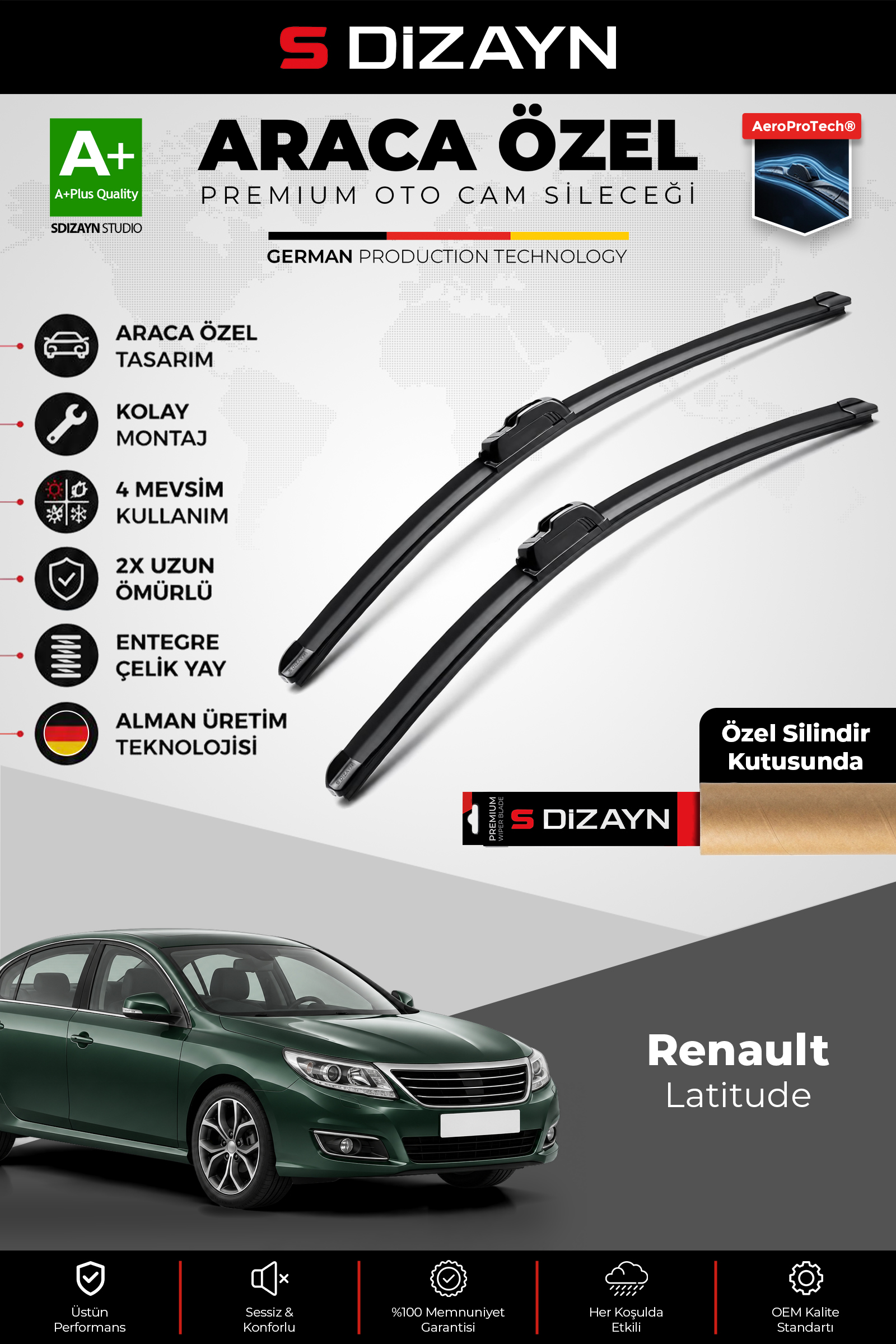 Renault Latitude Ön Cam Silecek Seti 2010-2015 Premium Araca Özel 60-40 Cm 1