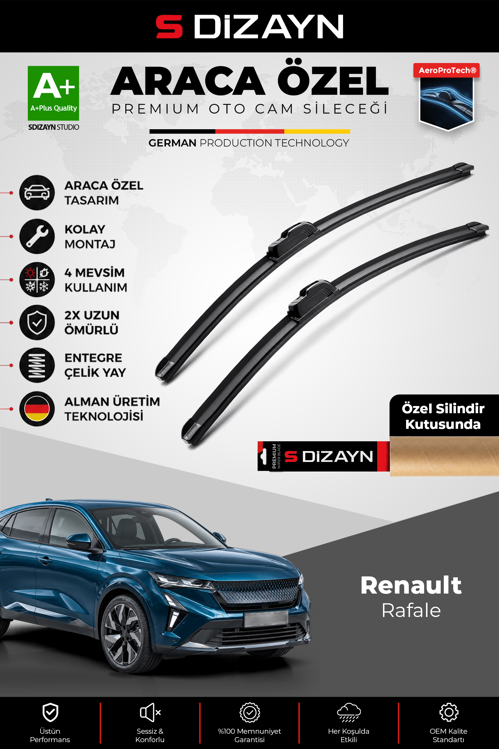 Renault Rafale Ön Cam Silecek Seti 2023 Üzeri Premium Araca Özel 65-48 Cm 1