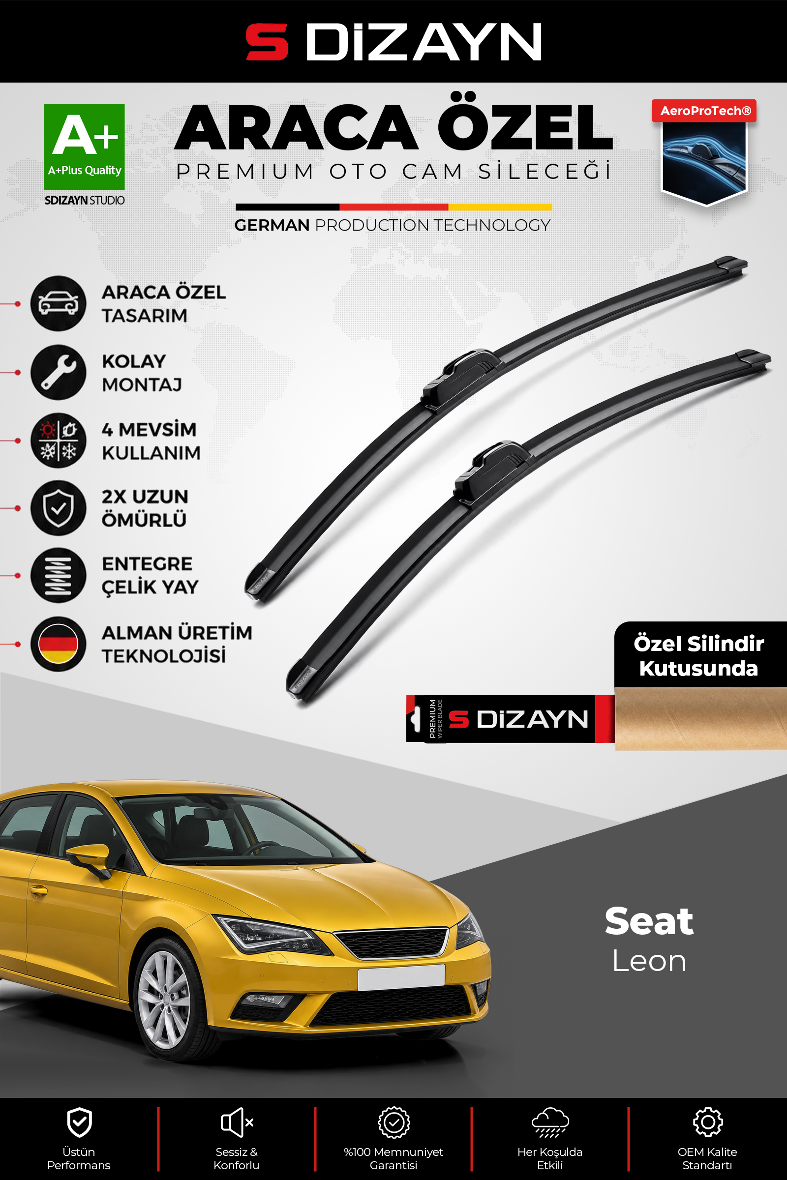 Seat Leon Ön Cam Silecek Seti 2012-2020 Premium Araca Özel 65-40 Cm 1