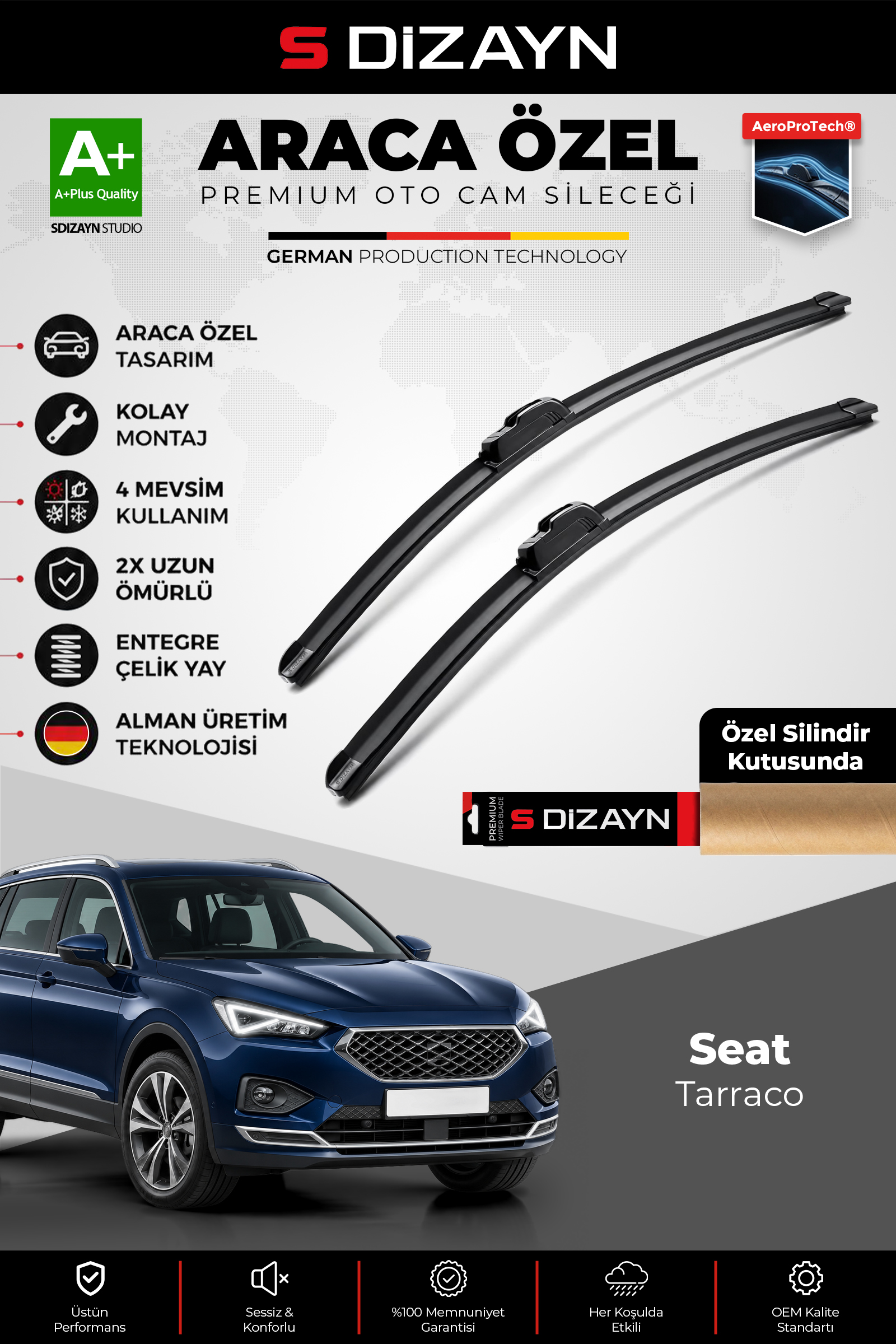 Seat Tarraco Ön Cam Silecek Seti 2018 Üzeri Premium Araca Özel 65-55 Cm 1
