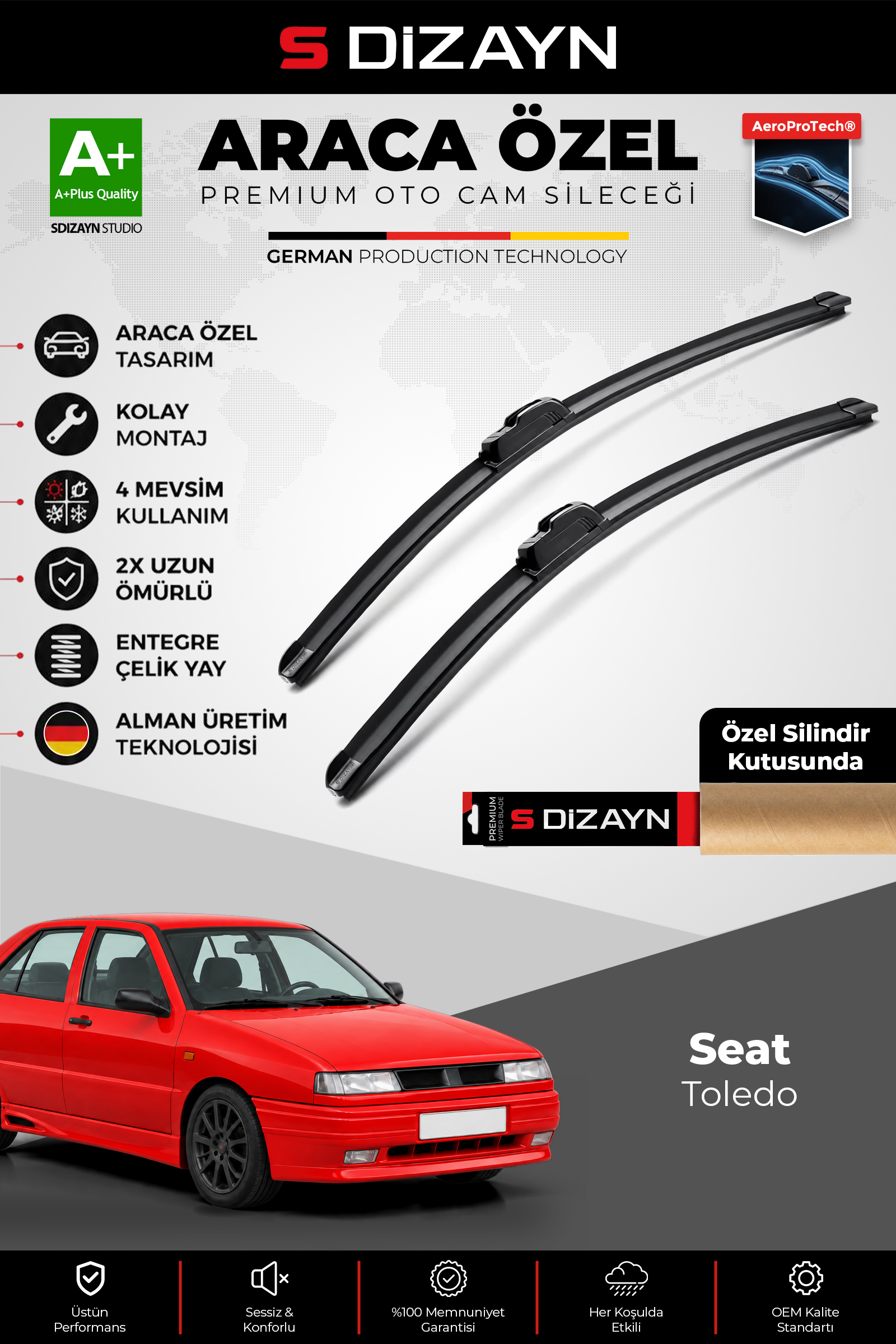 Seat Toledo Ön Cam Silecek Seti 1991-1999 Premium Araca Özel 50-50 Cm 1