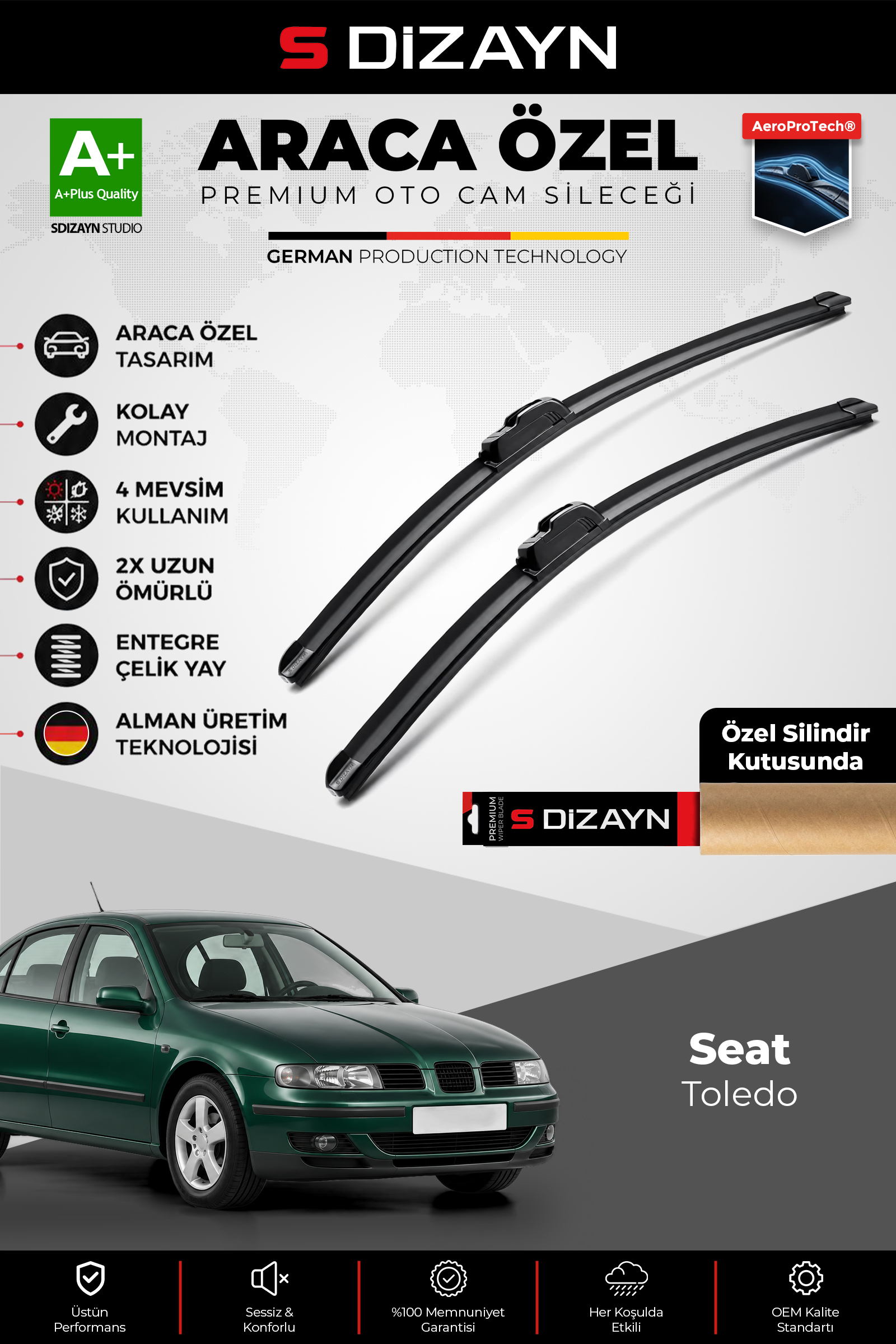 Seat Toledo Ön Cam Silecek Seti 1999-2004 Premium Araca Özel 53-48 Cm 1
