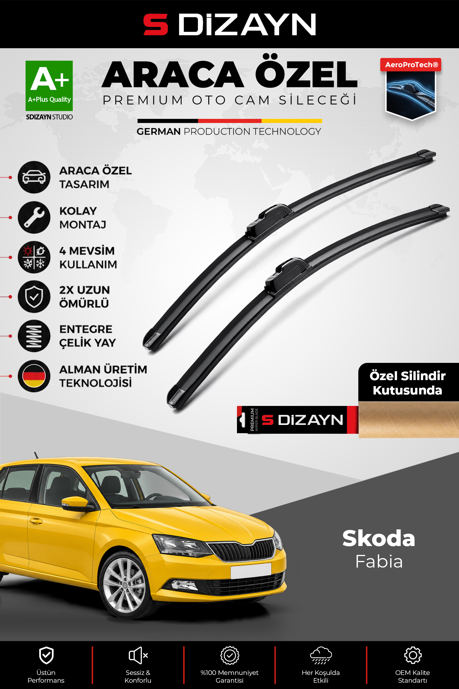 Skoda Fabia Ön Cam Silecek Seti 2014-2021 Premium Araca Özel 60-40 Cm 1