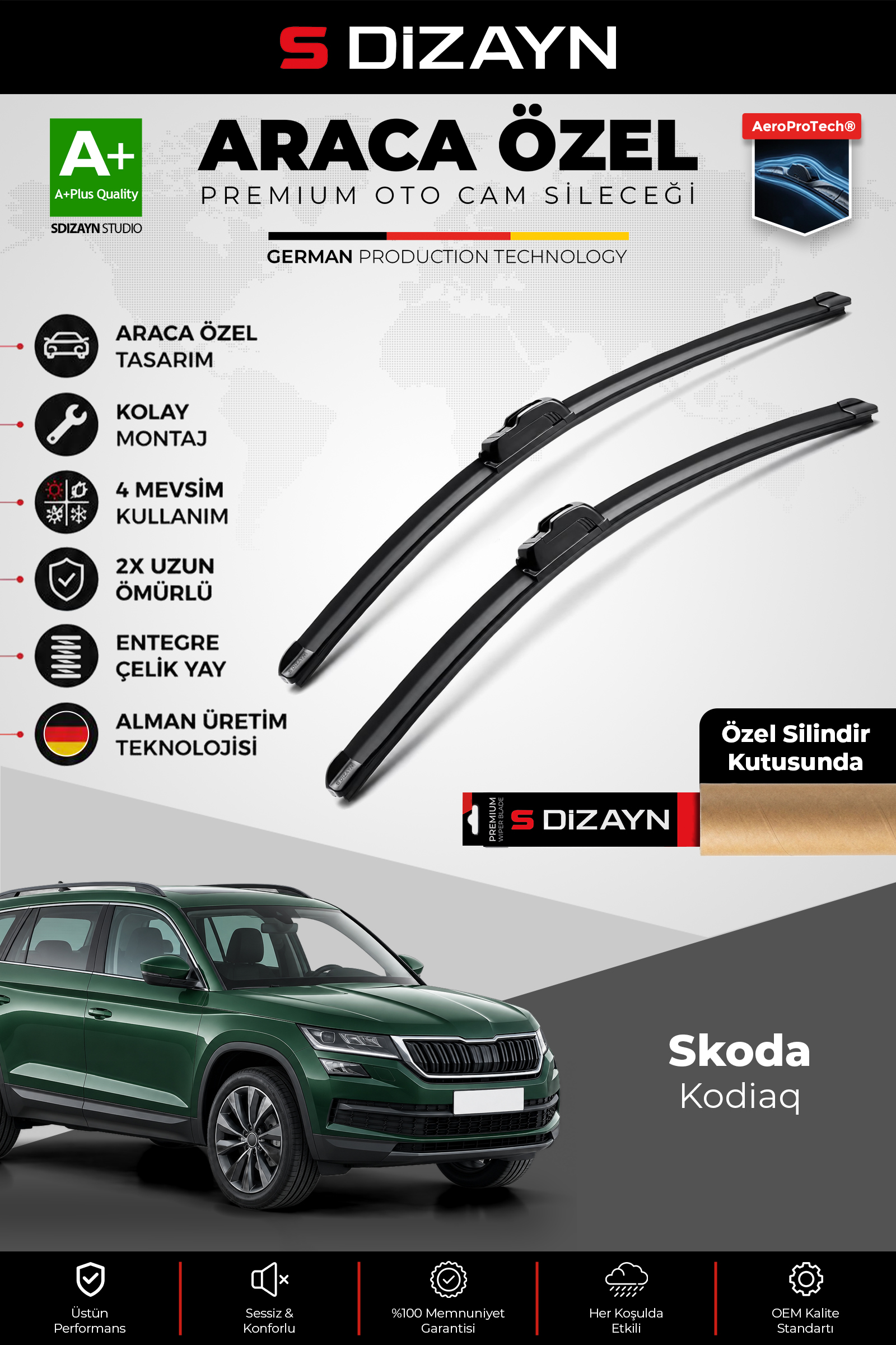 Skoda Kodiaq Ön Cam Silecek Seti 2017-2024 Premium Araca Özel 60-53 Cm 1