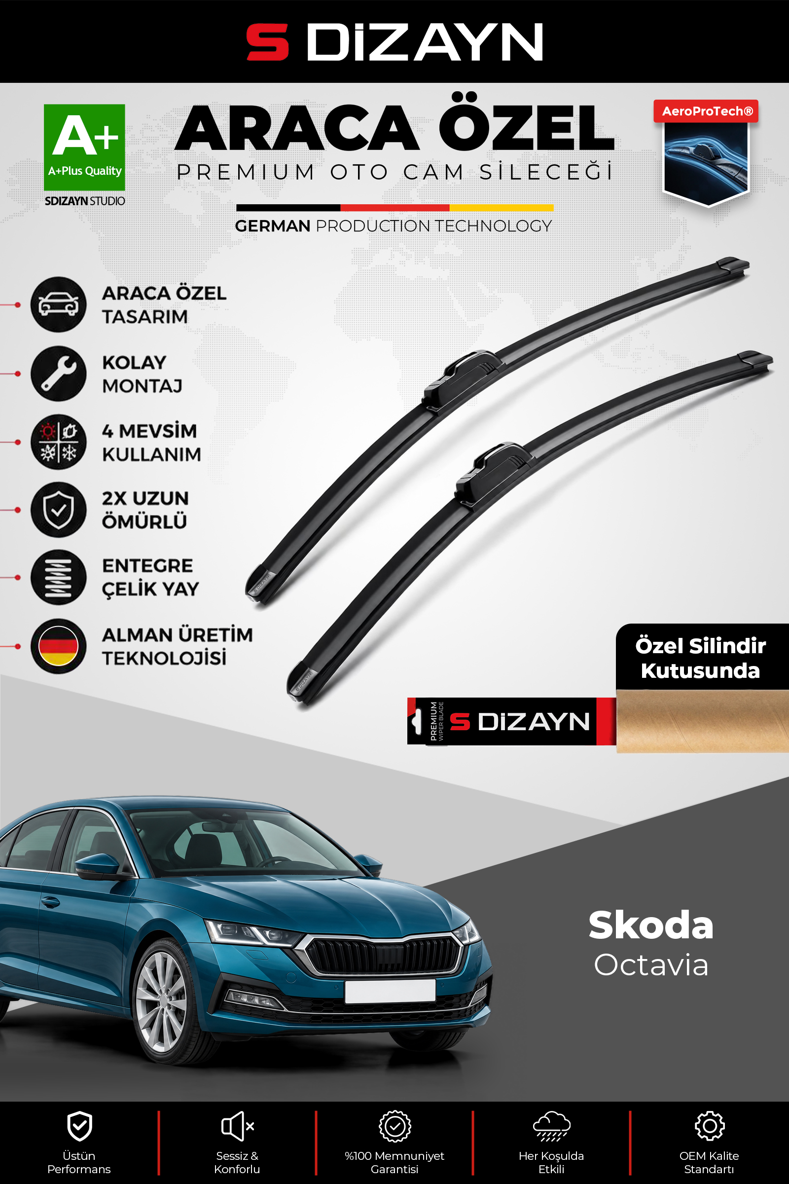 Skoda Octavia Ön Cam Silecek Seti 2020 Üzeri Premium Araca Özel 65-48 Cm 1