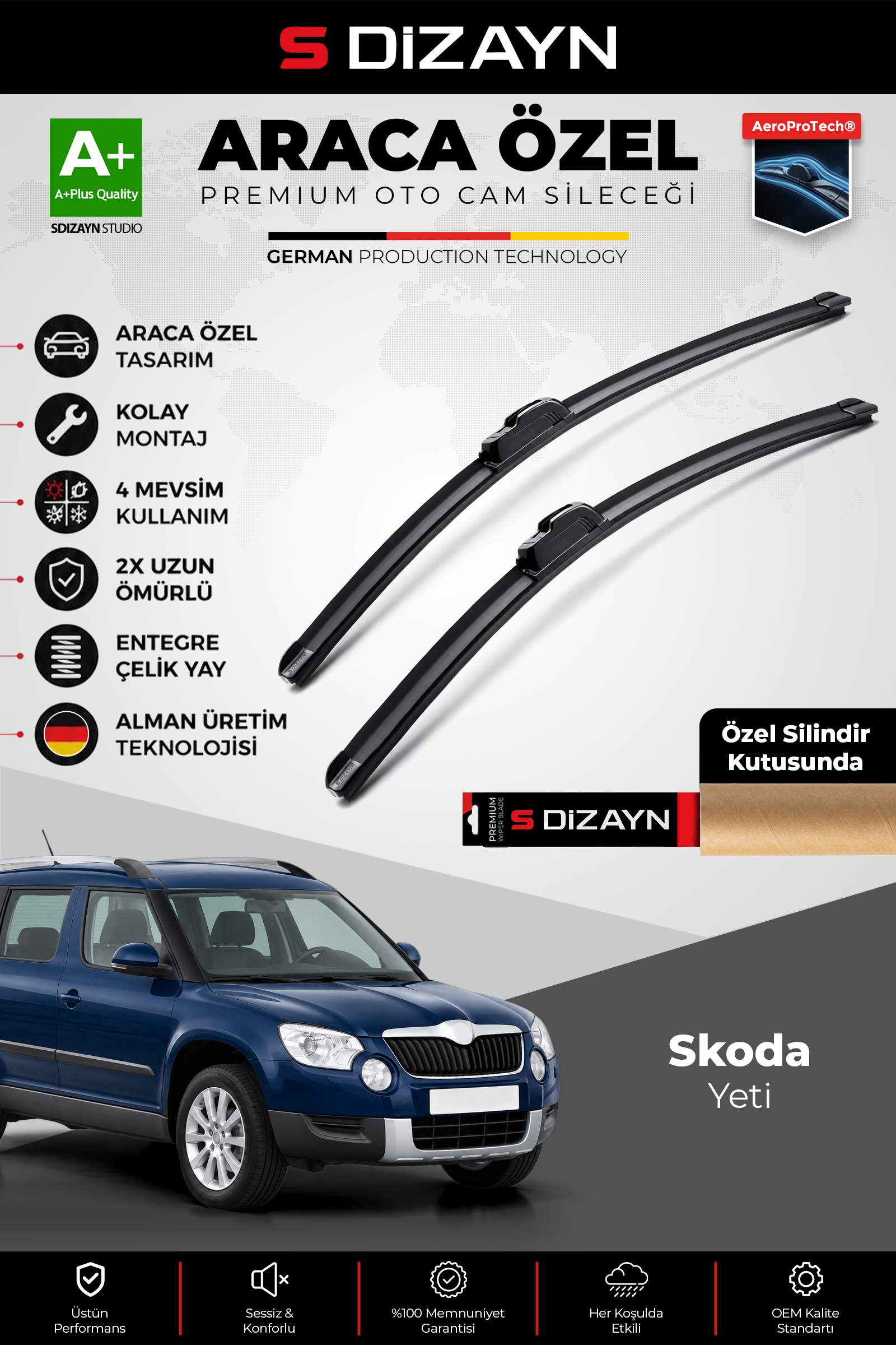 Skoda Yeti Ön Cam Silecek Seti 2009-2017 Premium Araca Özel 60-48 Cm 1