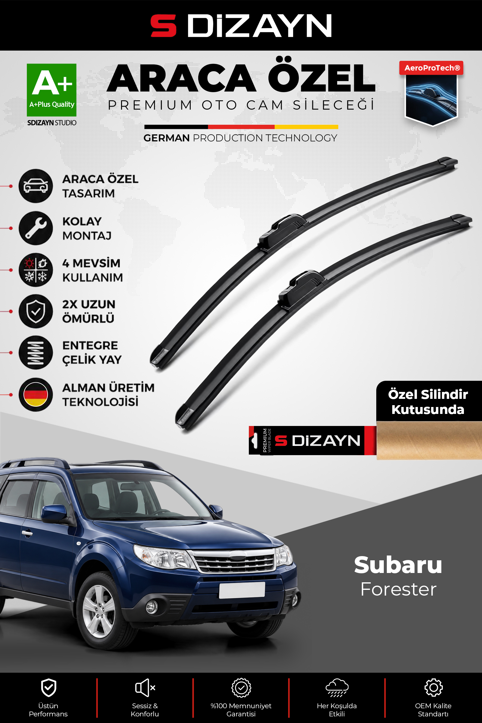 Subaru Forester Ön Cam Silecek Seti 2008-2012 Premium Araca Özel 60-45 Cm 1