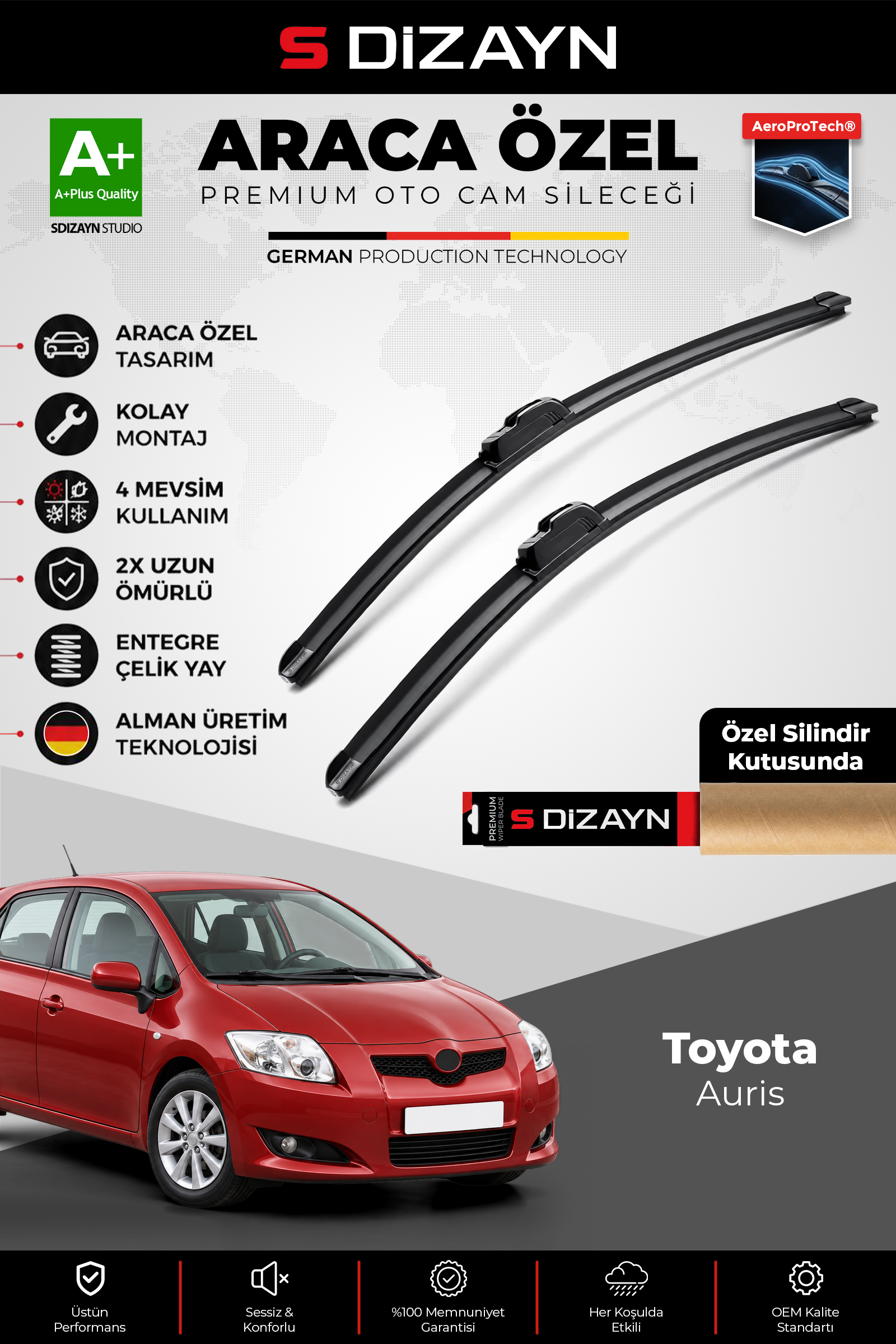 Toyota Auris Ön Cam Silecek Seti 2006-2012 Premium Araca Özel 65-40 Cm 1