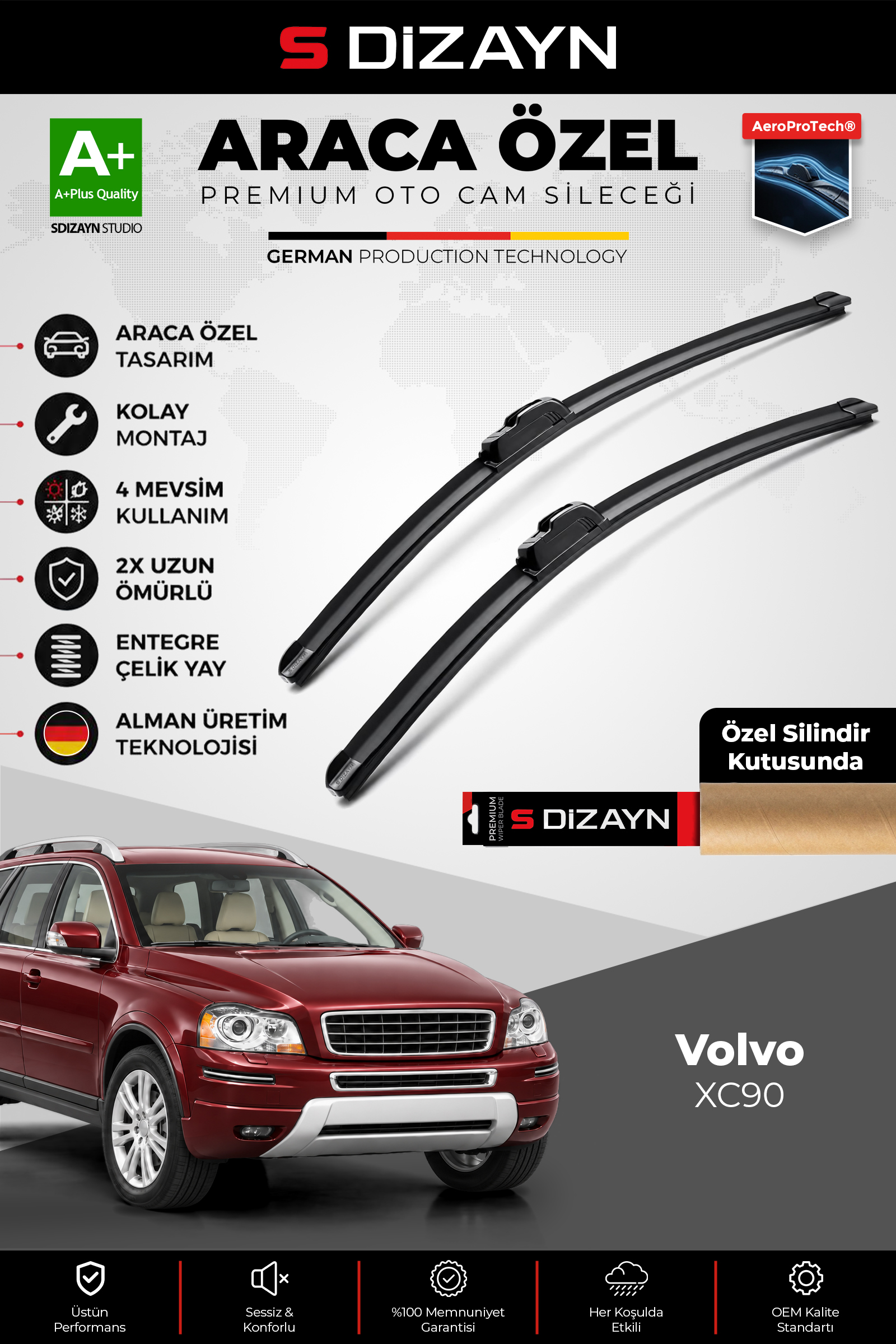 Volvo XC90 Ön Cam Silecek Seti 2010-2015 Premium Araca Özel 60-55 Cm 1