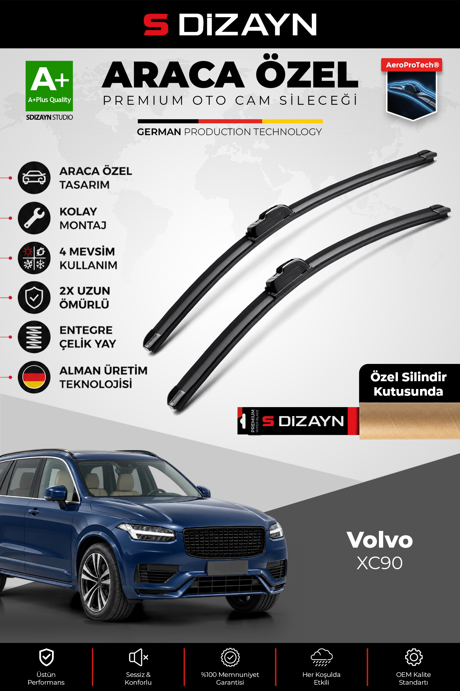 Volvo XC90 Ön Cam Silecek Seti 2015 Üzeri Premium Araca Özel 60-50 Cm 1