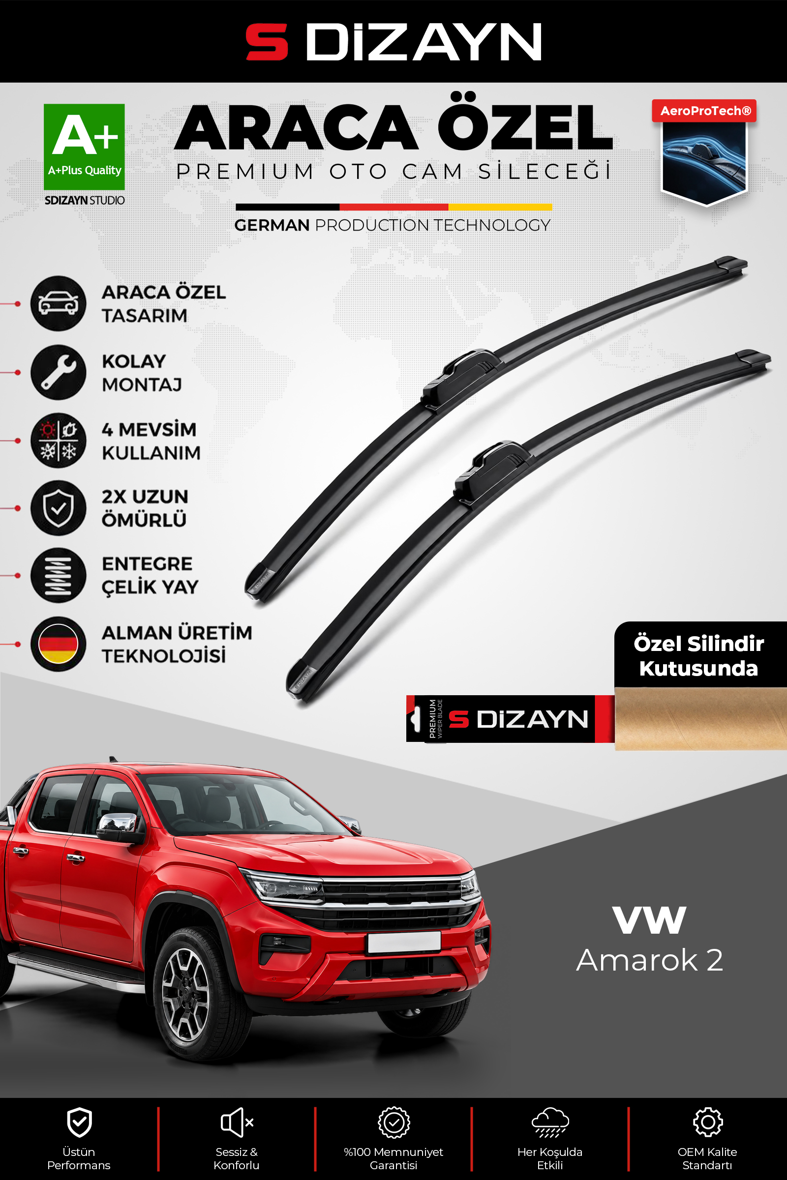 VW Amarok 2 Ön Cam Silecek Seti 2023 Üzeri Premium Araca Özel 60-45 Cm 1