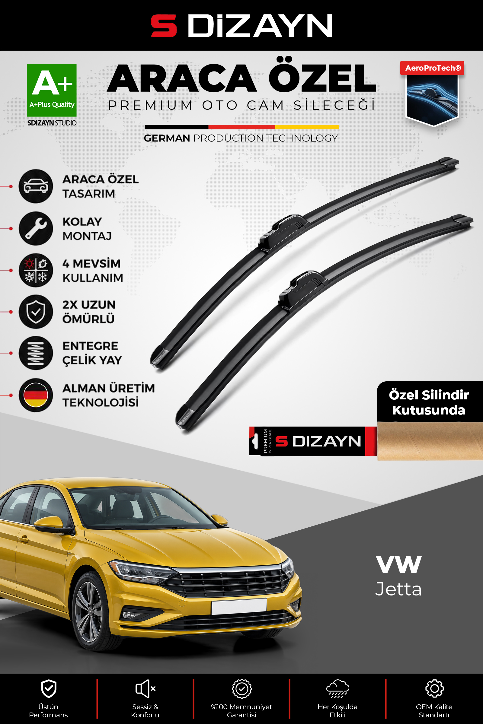 VW Jetta Ön Cam Silecek Seti 2019 Üzeri Premium Araca Özel 60-50 Cm 1