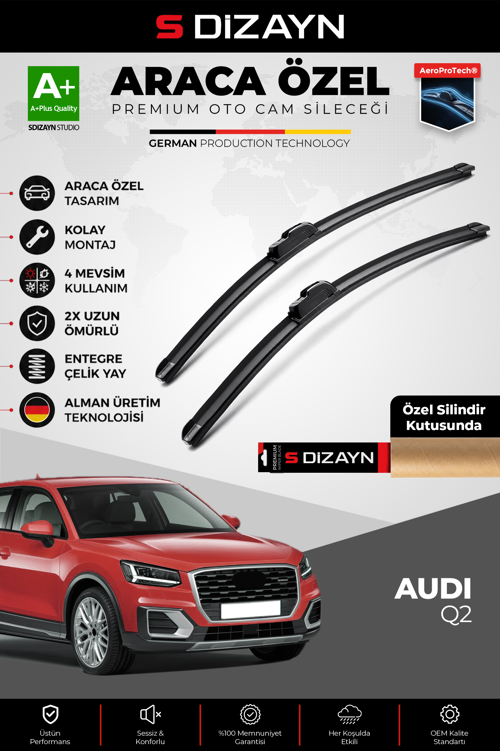 Audi Q2 Ön Cam Silecek Seti 2016 Üzeri Premium Araca Özel 60-48 Cm 1