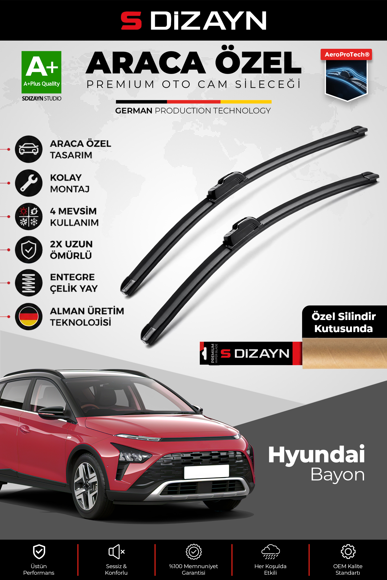 Hyundai Bayon Ön Cam Silecek Seti 2021 Üzeri Premium Araca Özel 60-40 Cm 1